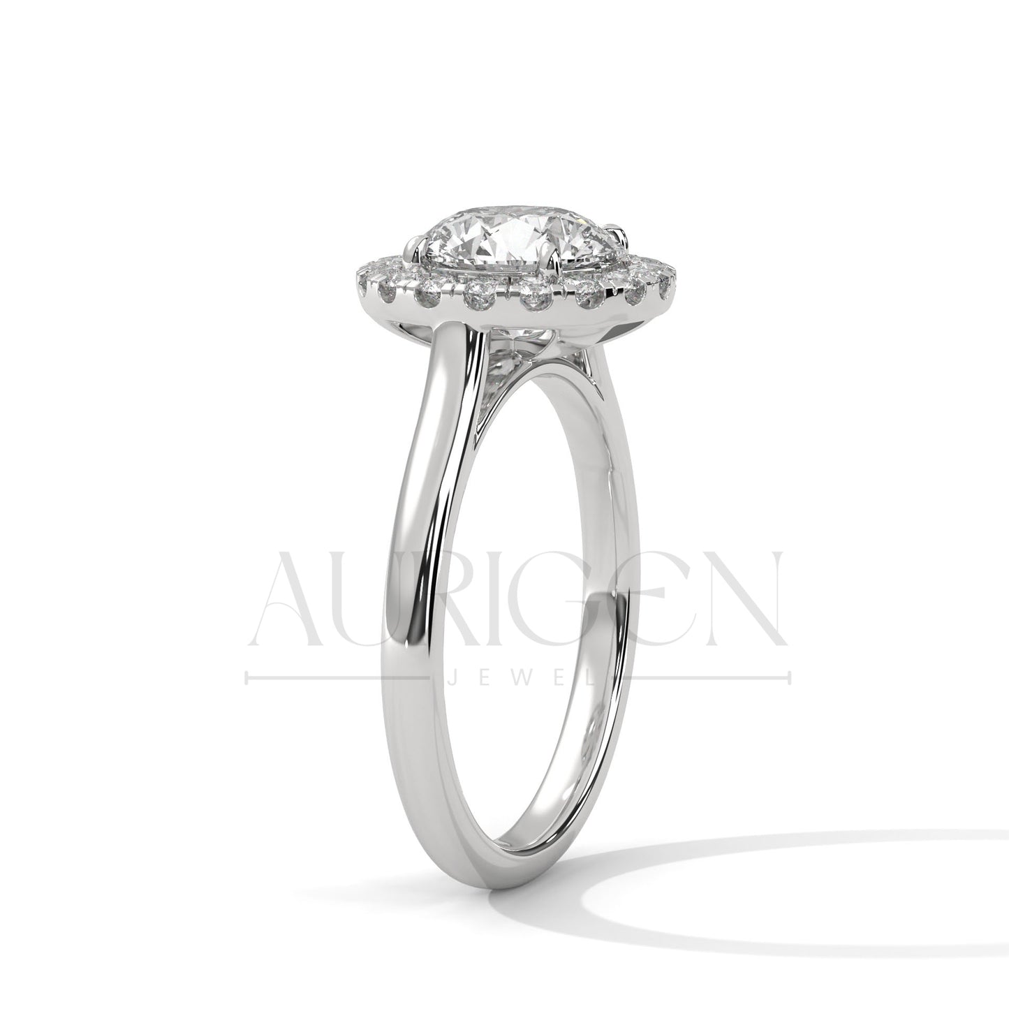 Brilliant Round Cut Solitaire Halo Diamond Engagement Ring 14K Solid Gold Ring