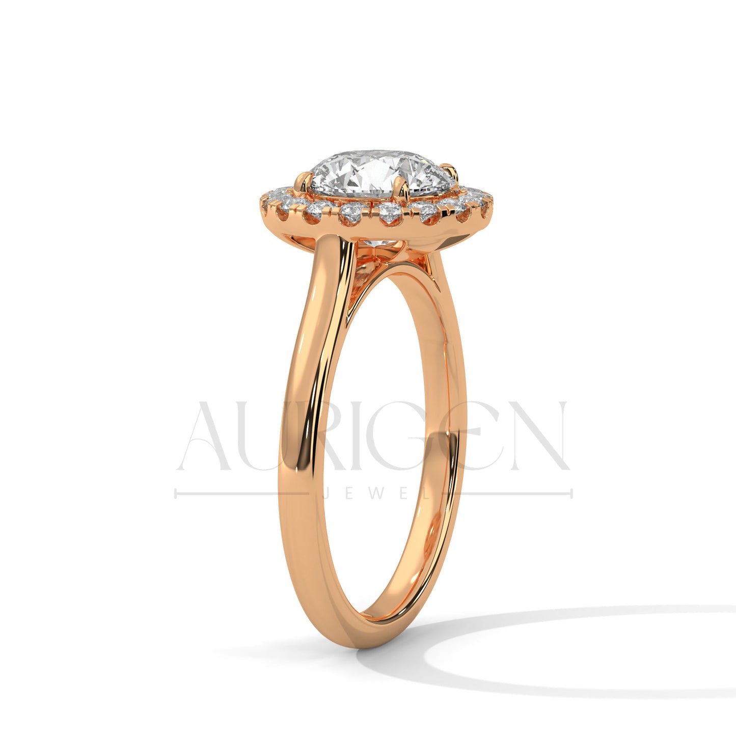 Brilliant Round Cut Solitaire Halo Diamond Engagement Ring 14K Solid Gold Ring