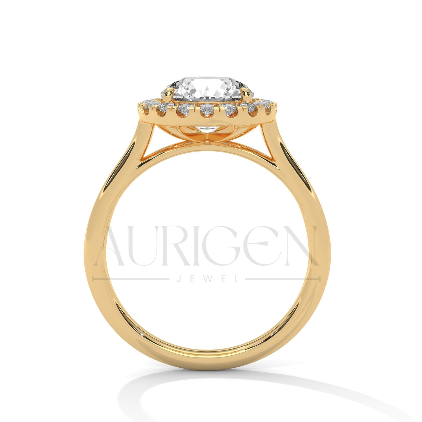 Brilliant Round Cut Solitaire Halo Diamond Engagement Ring 14K Solid Gold Ring