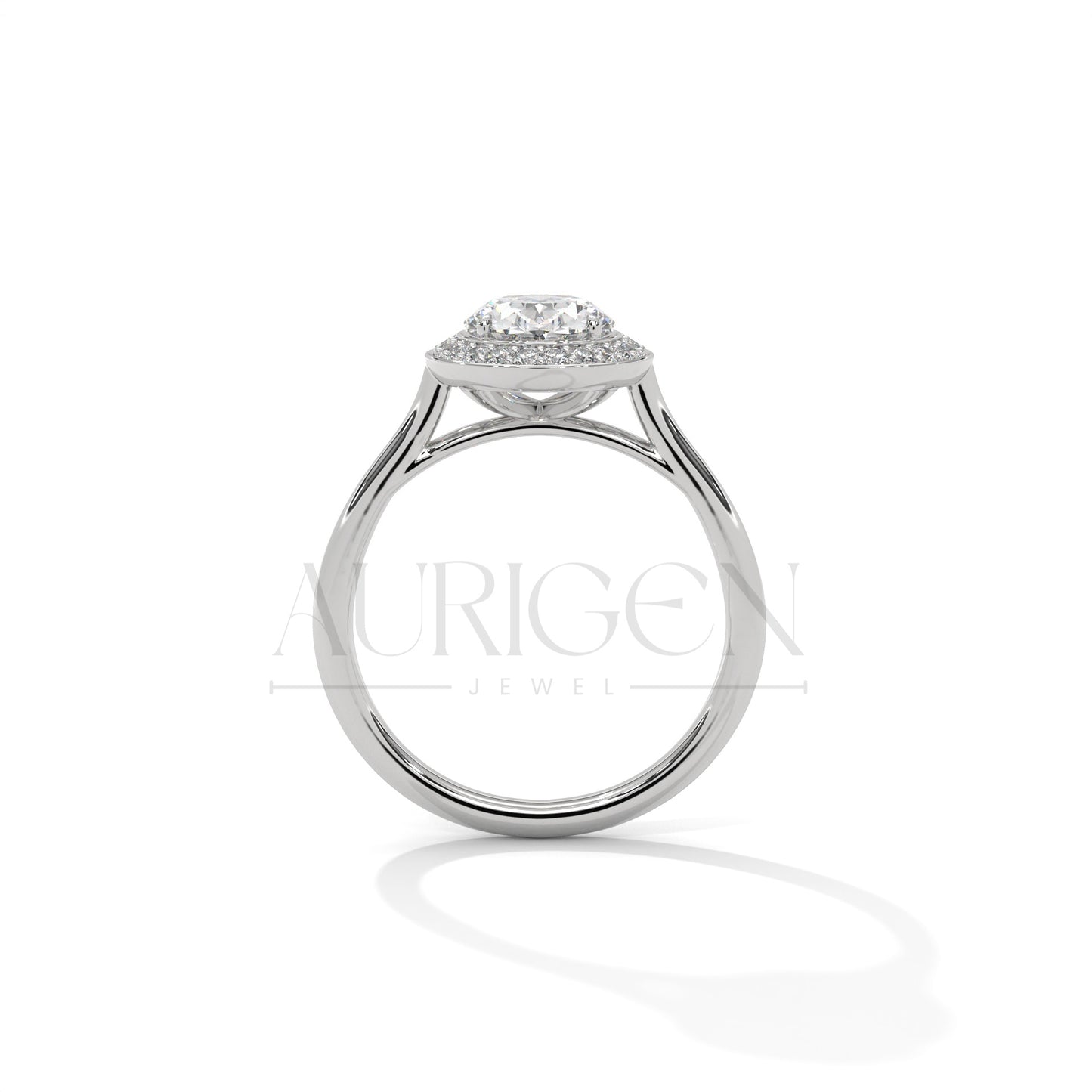Oval Cut Halo Moissanite Diamond Ring in 14K Solid Gold – Sleek, Sparkling, Timeless