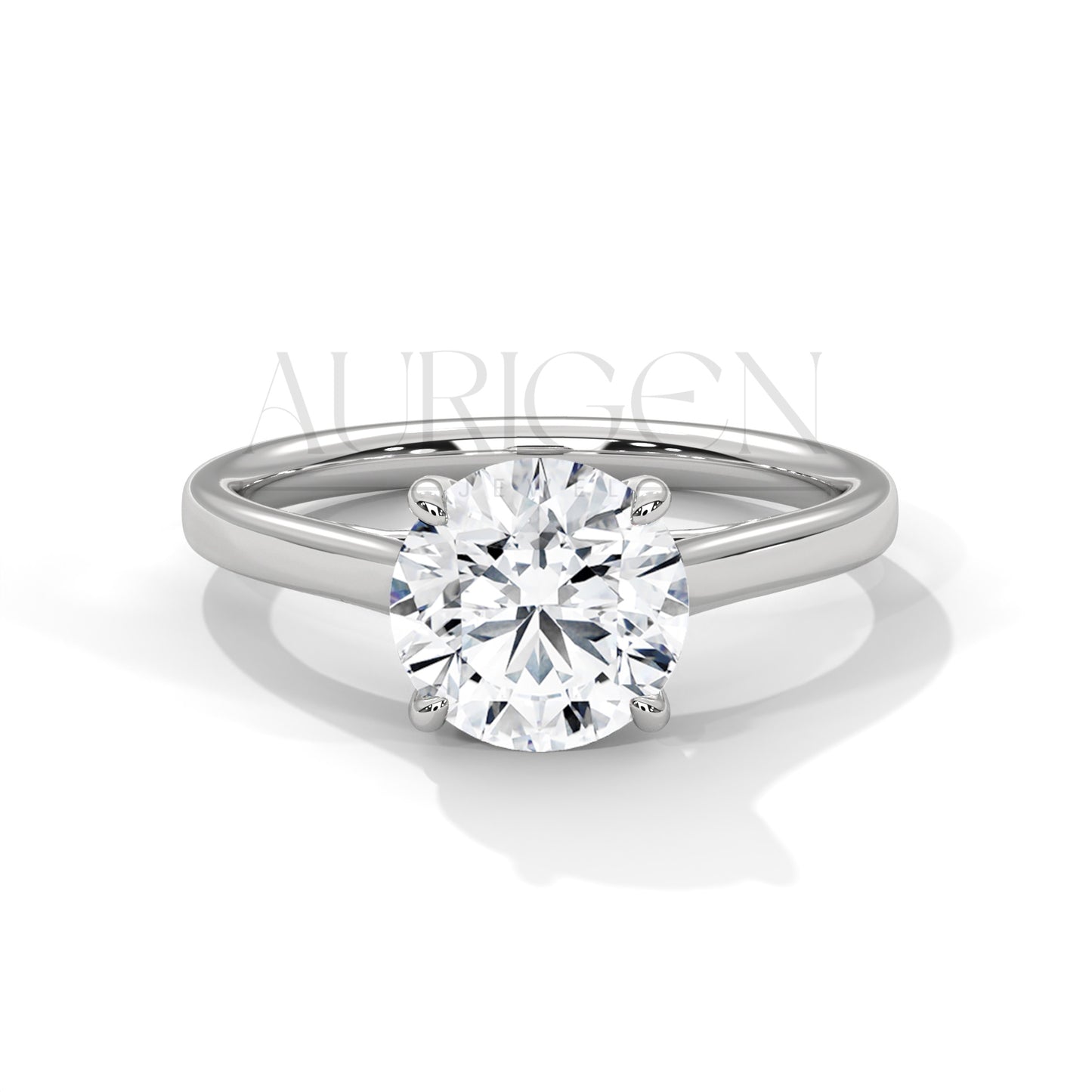 Minimalist 2.0 CT Round Diamond Solitaire Engagement Ring in 14K Solid Gold