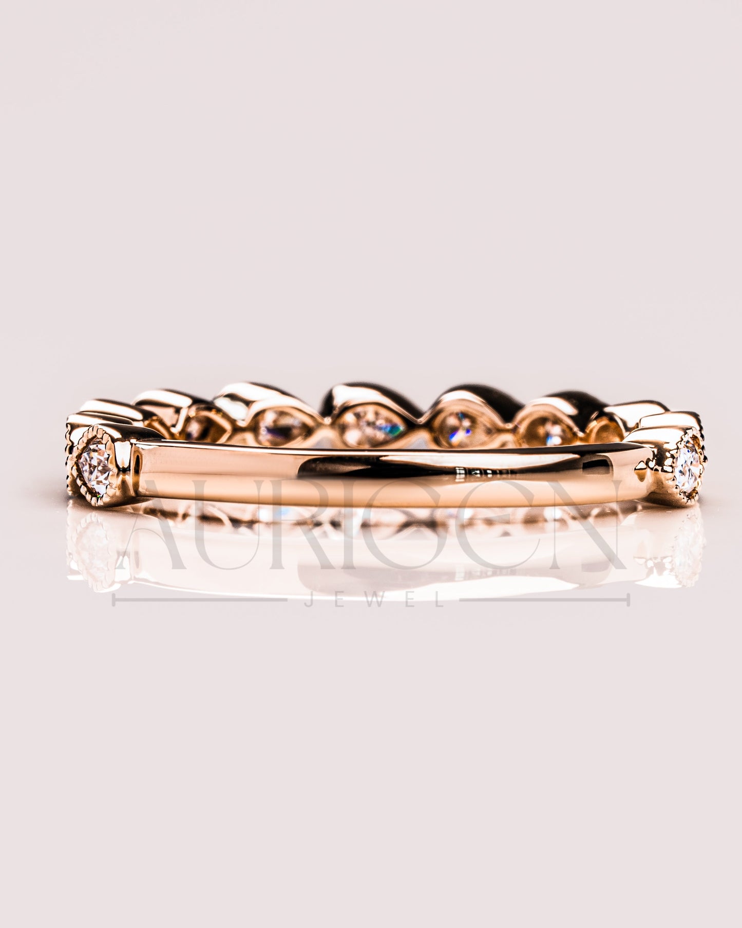 ¾ Eternity Milgrain Set East West Pear Moissanite and Leb Diamond Band