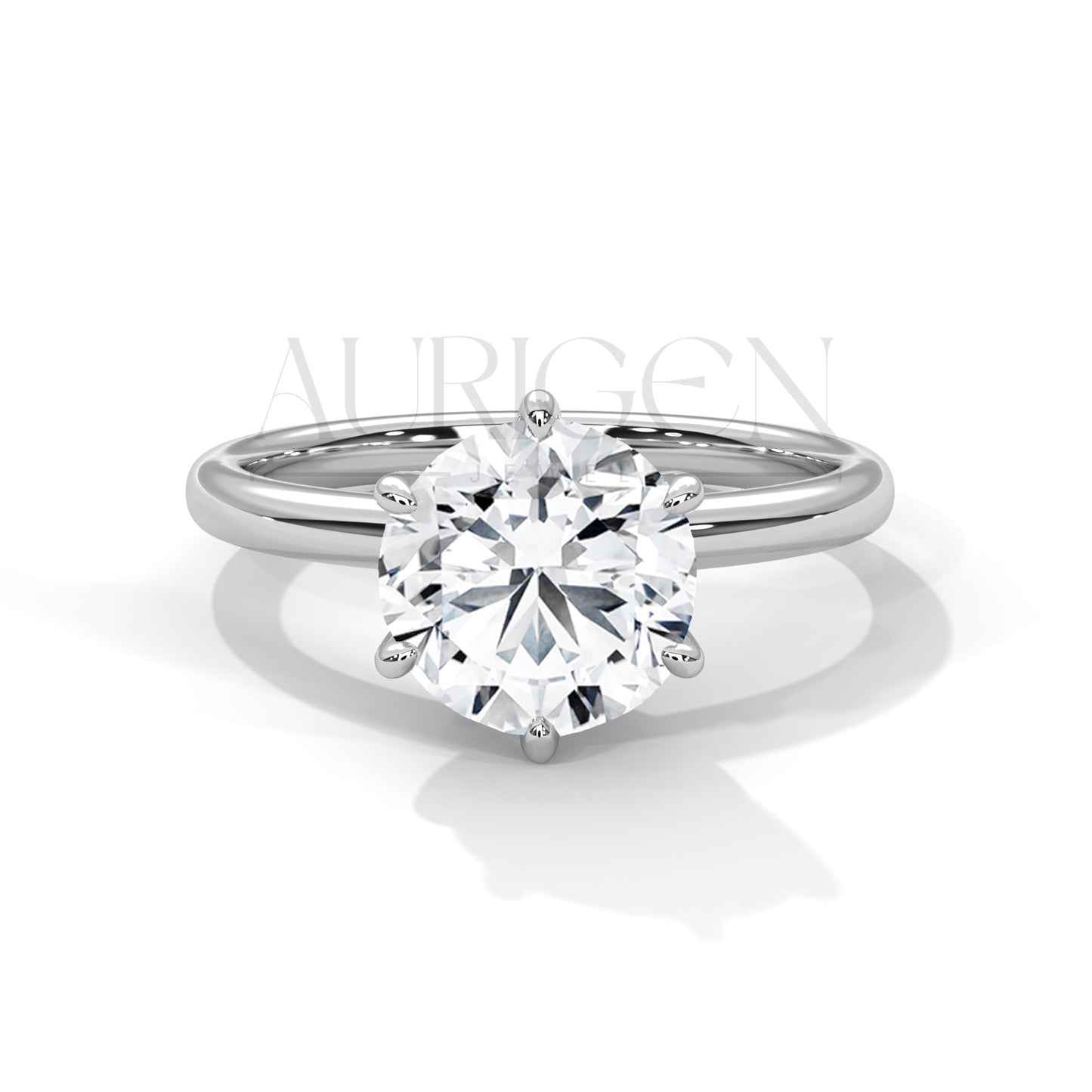 Round Brilliant Cut Solitaire Engagement Ring in Classic 6-Prong Yellow Gold