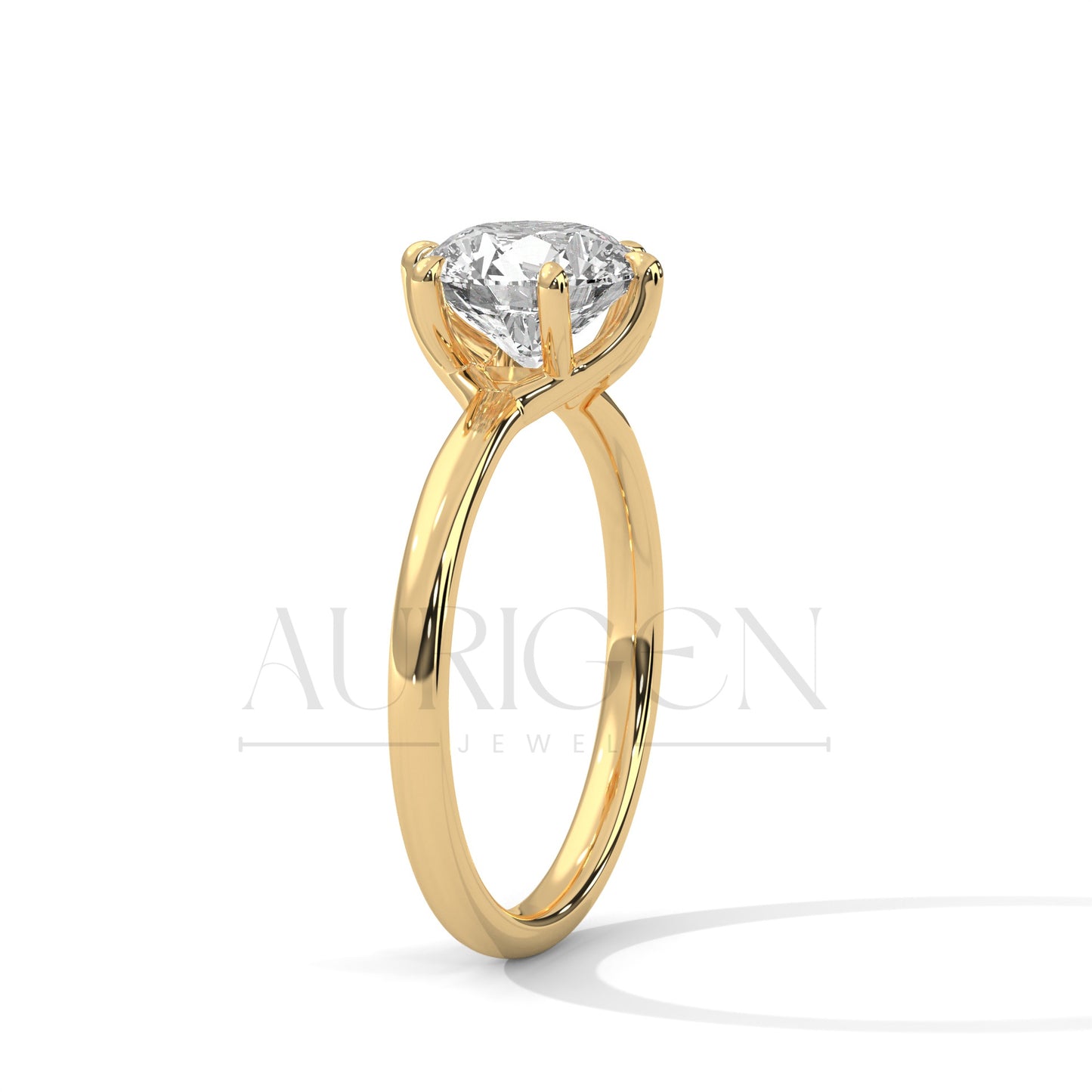 Round Brilliant Cut Solitaire Engagement Ring in Classic 6-Prong Yellow Gold
