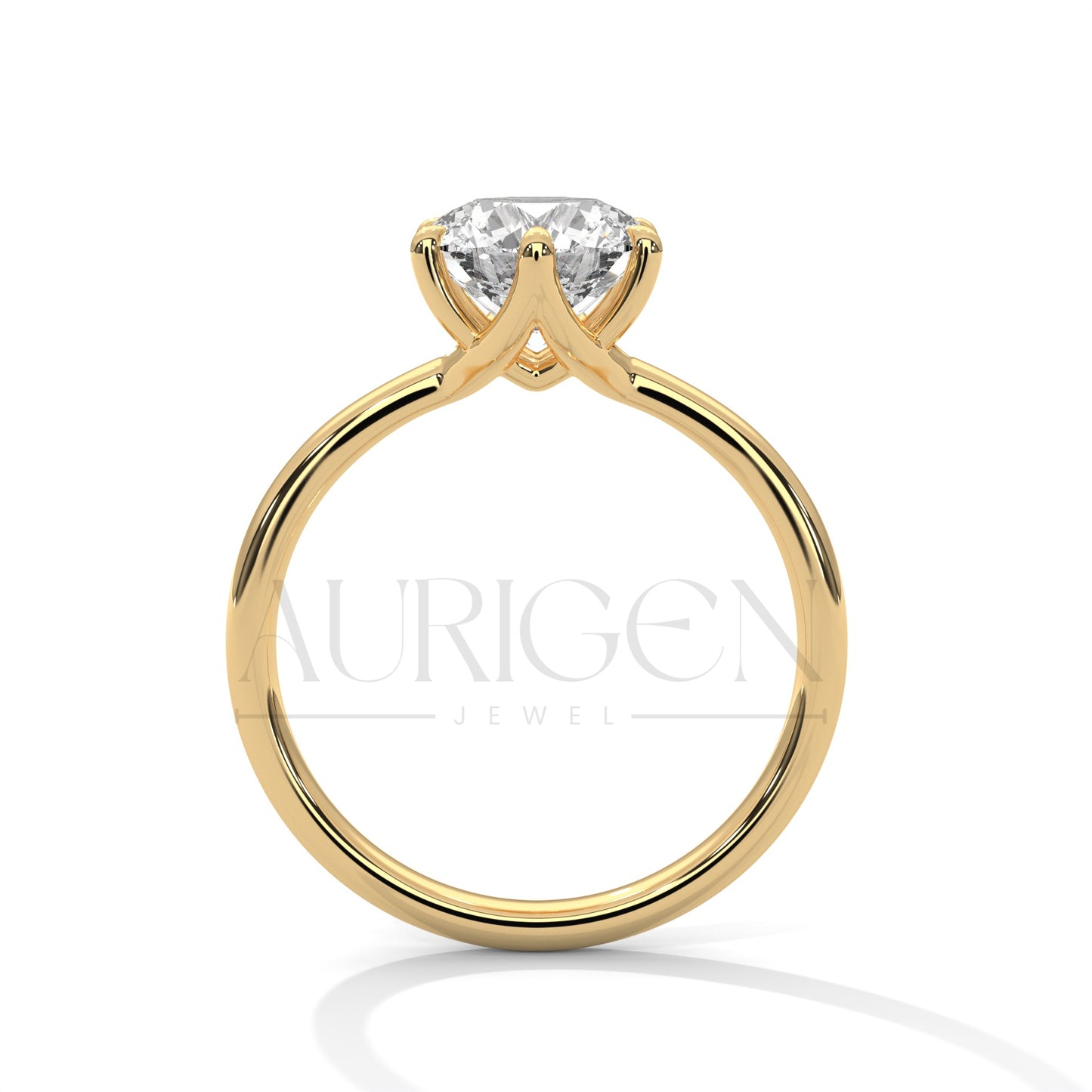 Round Brilliant Cut Solitaire Engagement Ring in Classic 6-Prong Yellow Gold