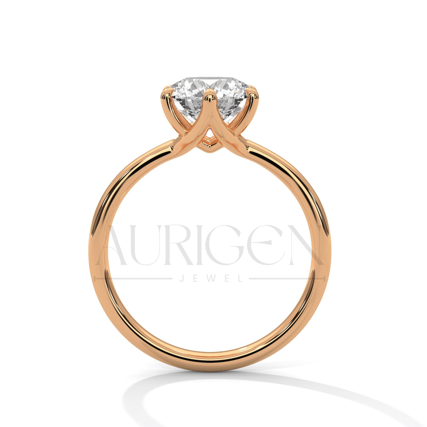 Round Brilliant Cut Solitaire Engagement Ring in Classic 6-Prong Yellow Gold