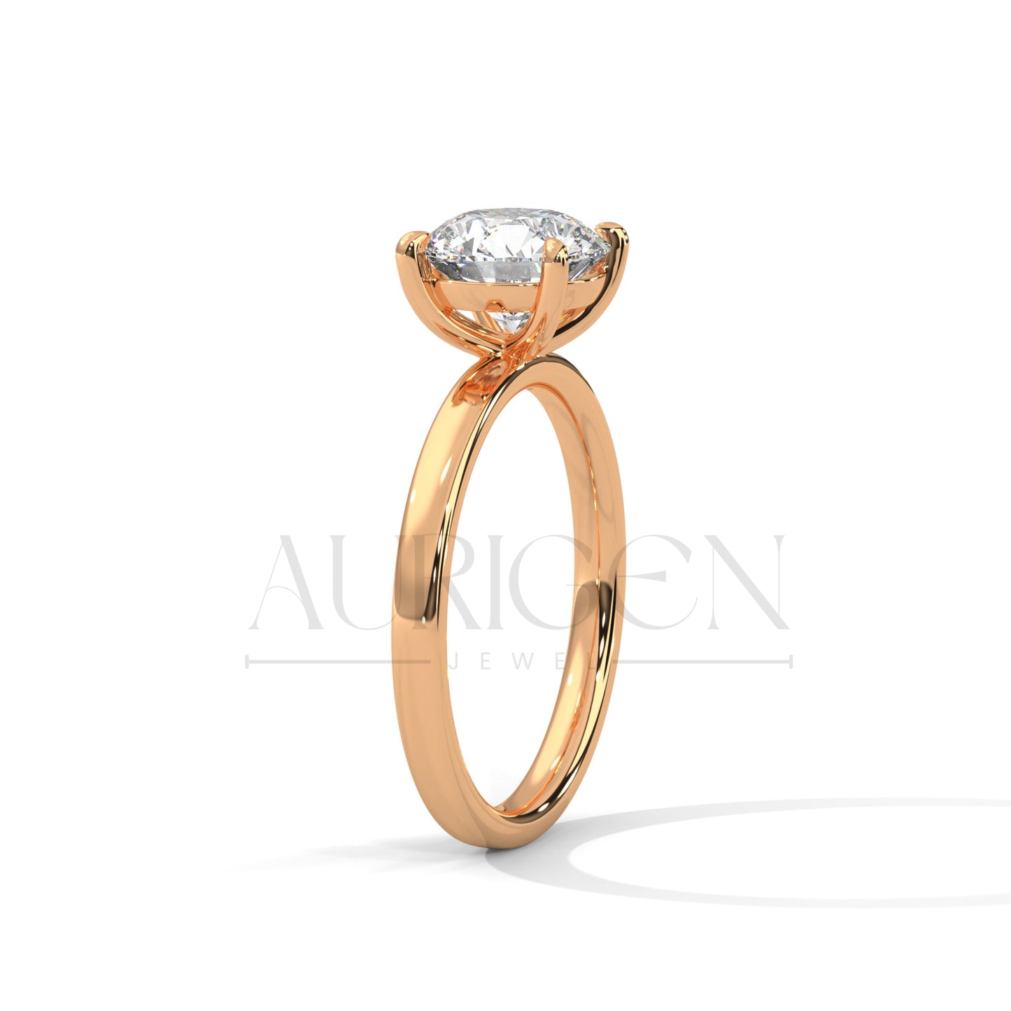 Simple and Stunning Round Cut Moissanite Ring in 14K Solid Gold