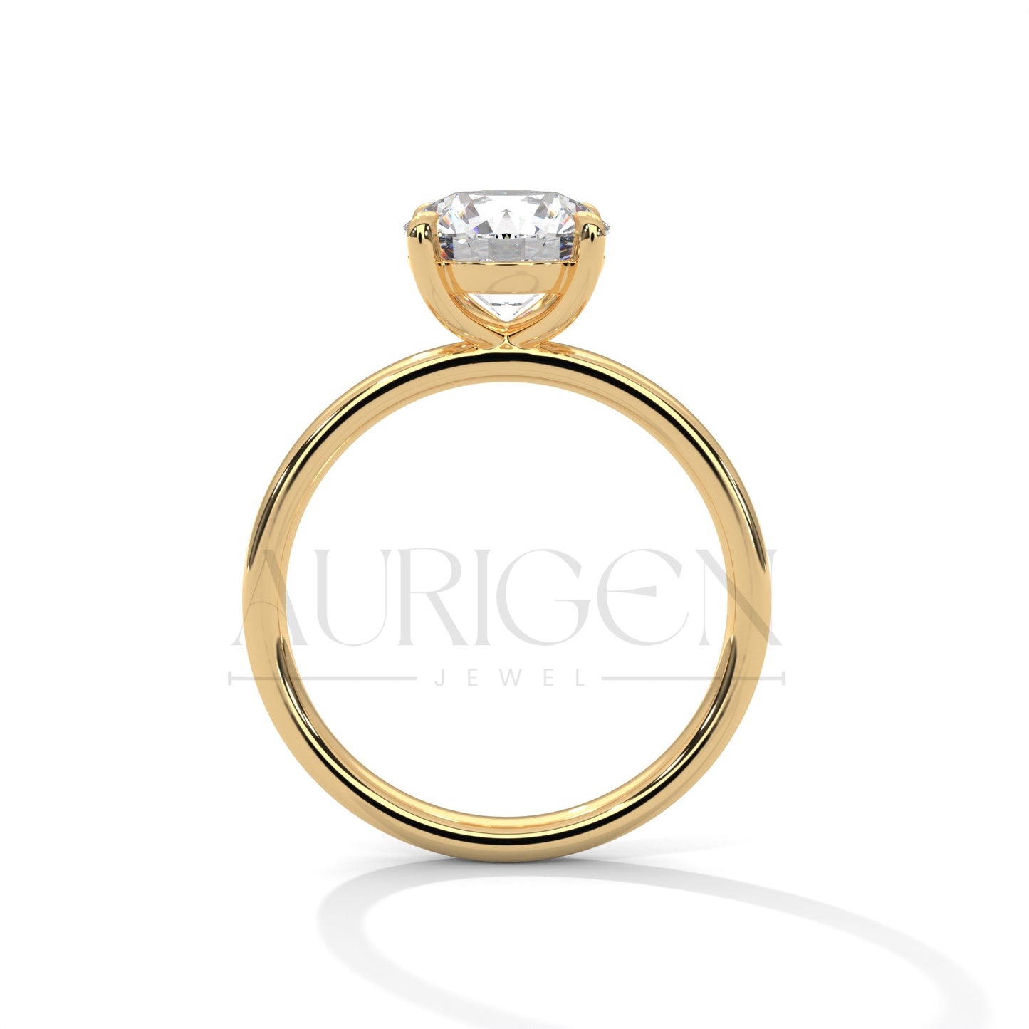 Simple and Stunning Round Cut Moissanite Ring in 14K Solid Gold