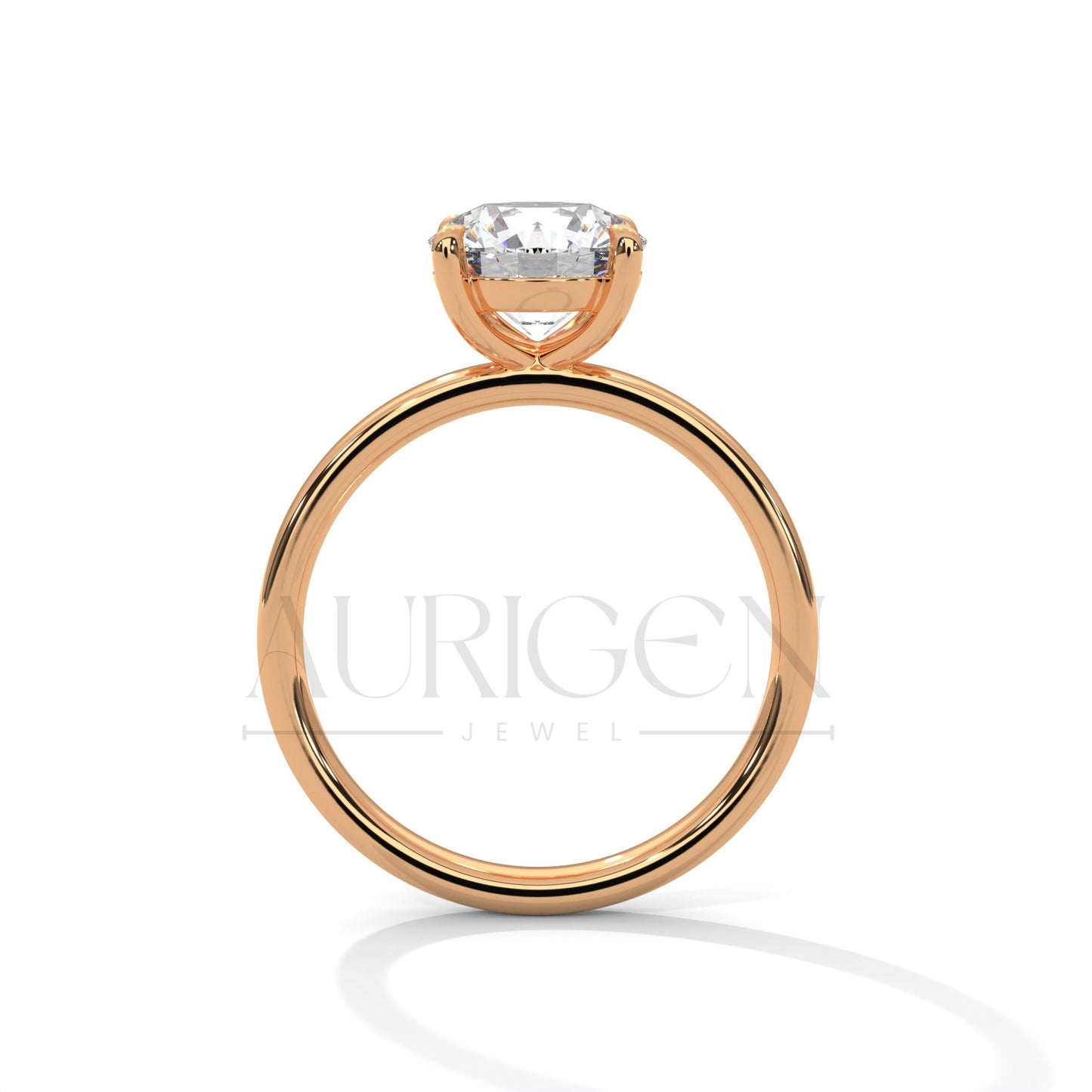 Simple and Stunning Round Cut Moissanite Ring in 14K Solid Gold