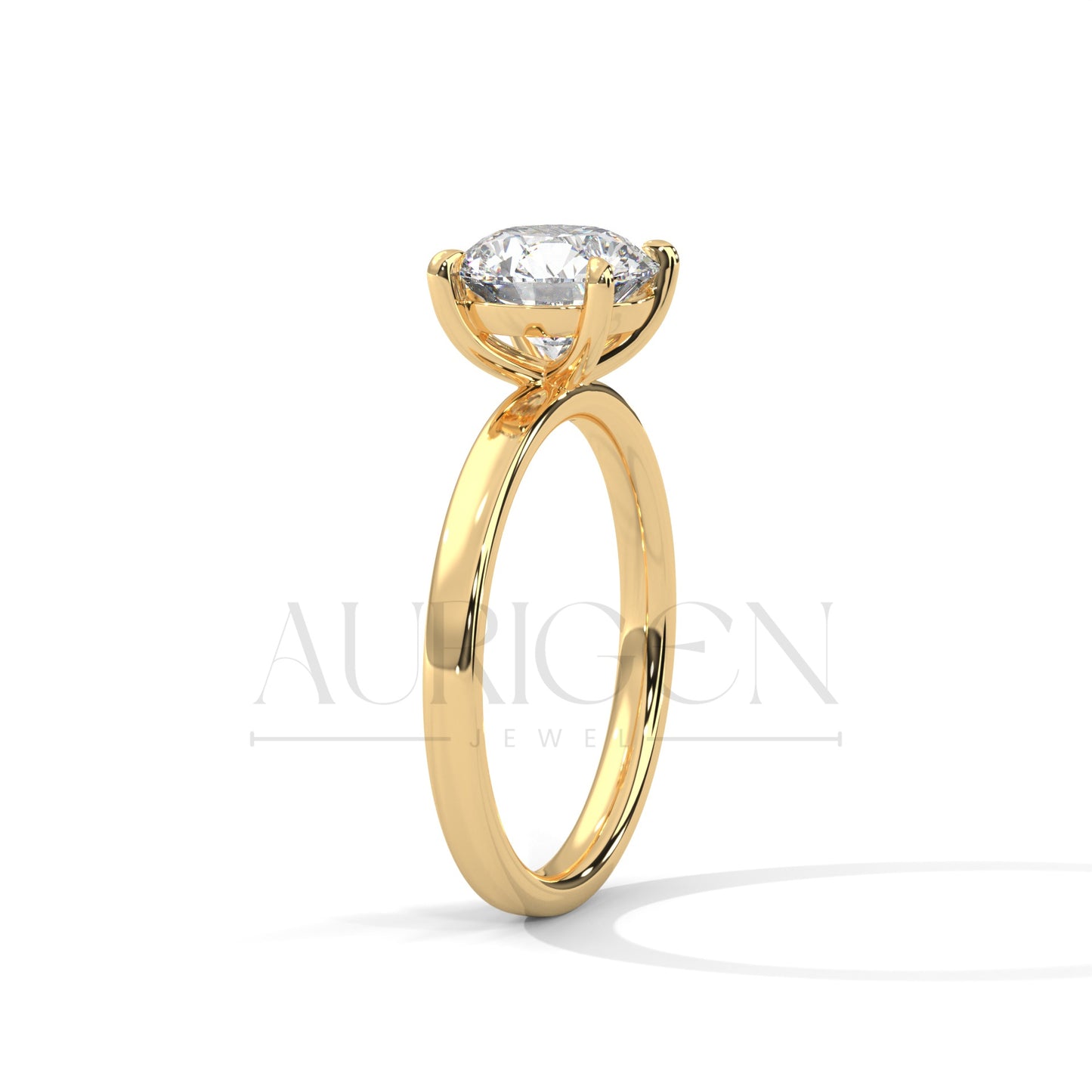Simple and Stunning Round Cut Moissanite Ring in 14K Solid Gold