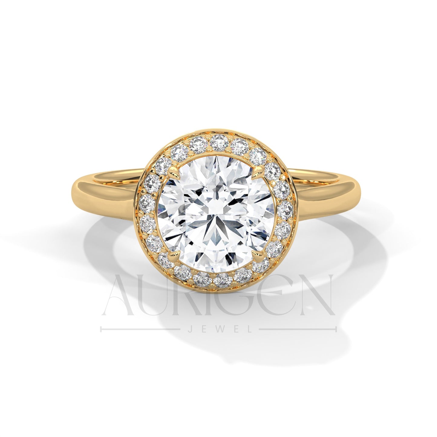 Dazzling 2.0 CT Round Cut Halo Diamond Engagement Ring in 14K Solid Gold