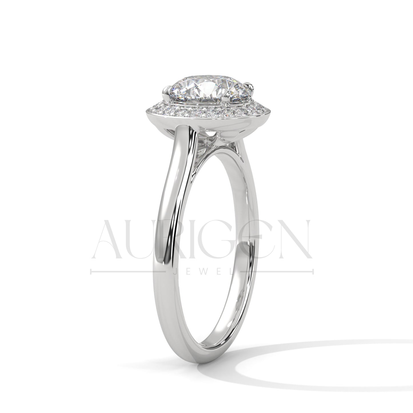 Dazzling 2.0 CT Round Cut Halo Diamond Engagement Ring in 14K Solid Gold