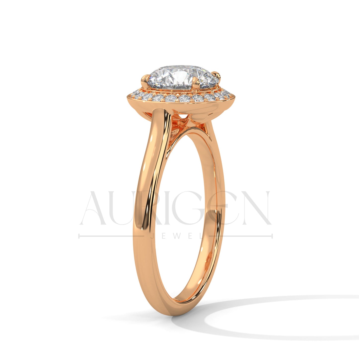 Dazzling 2.0 CT Round Cut Halo Diamond Engagement Ring in 14K Solid Gold