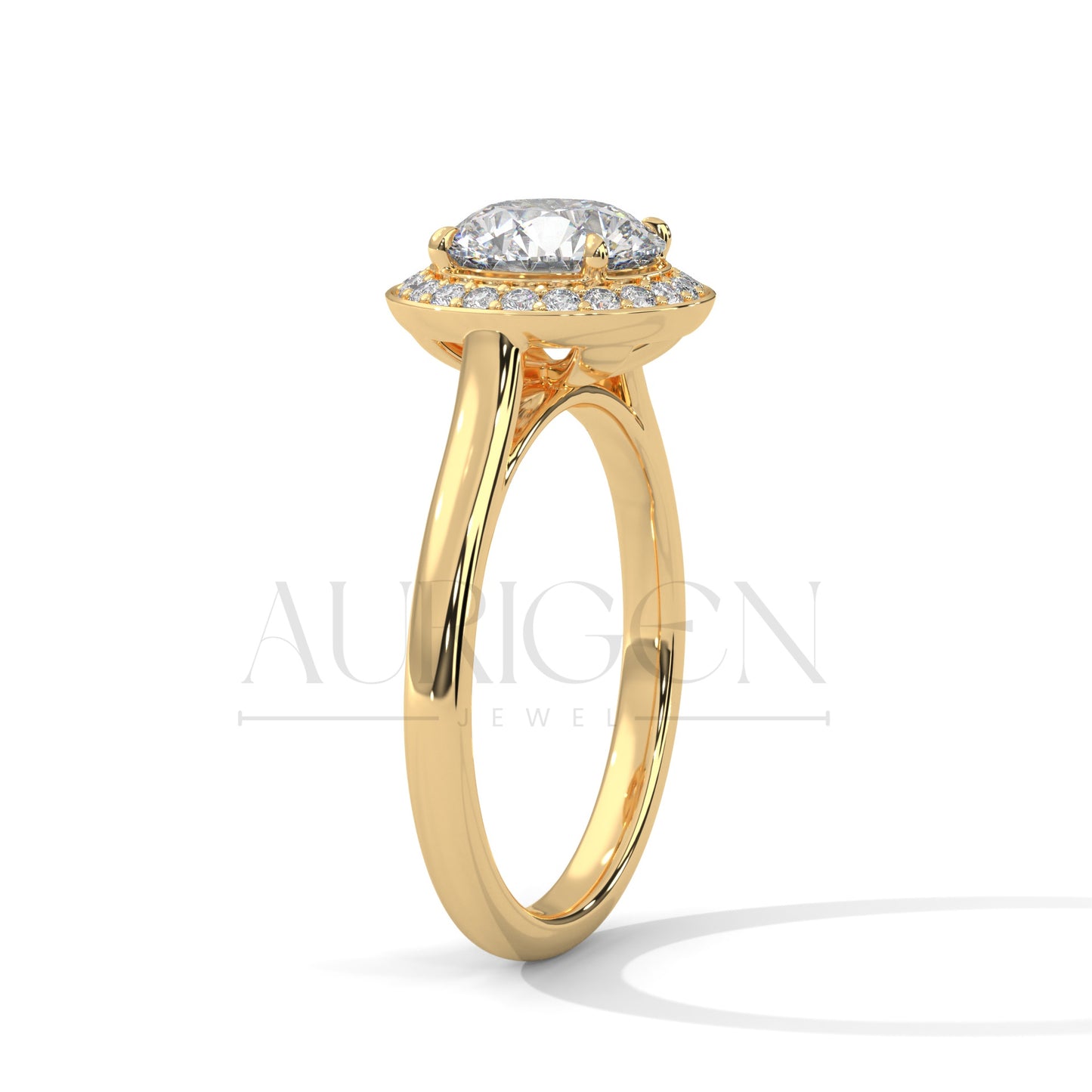 Dazzling 2.0 CT Round Cut Halo Diamond Engagement Ring in 14K Solid Gold