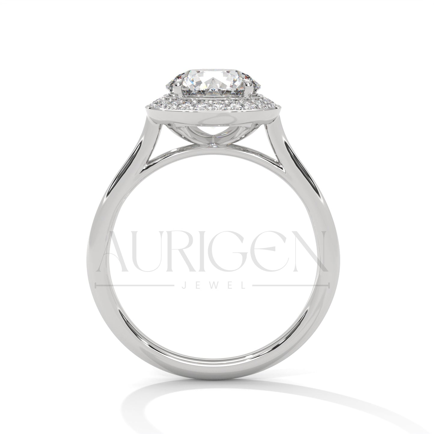 Dazzling 2.0 CT Round Cut Halo Diamond Engagement Ring in 14K Solid Gold