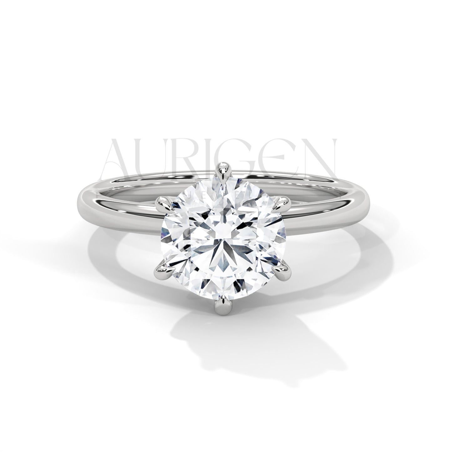 Classic 6-Prong Set 2.00 CT Round Cut Solitaire Engagement Ring in 14K Solid Gold