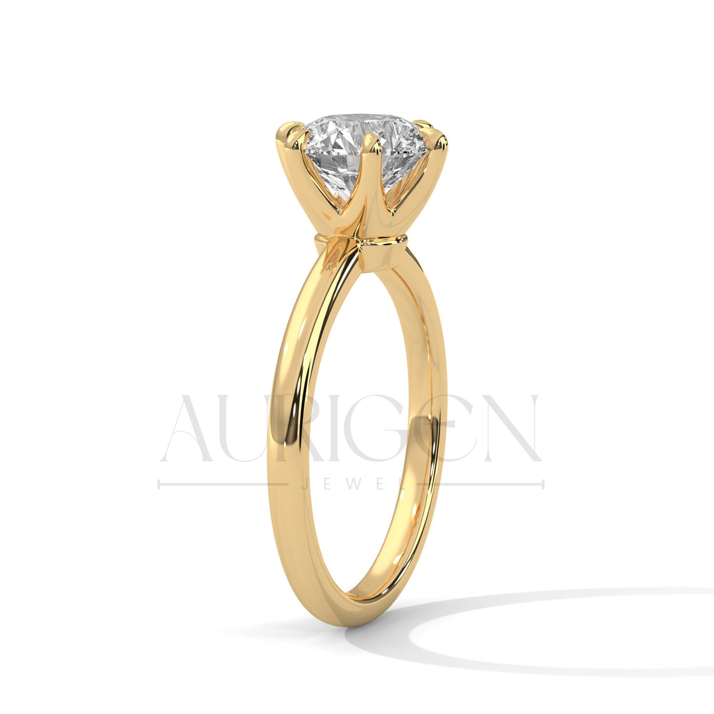 Classic 6-Prong Set 2.00 CT Round Cut Solitaire Engagement Ring in 14K Solid Gold