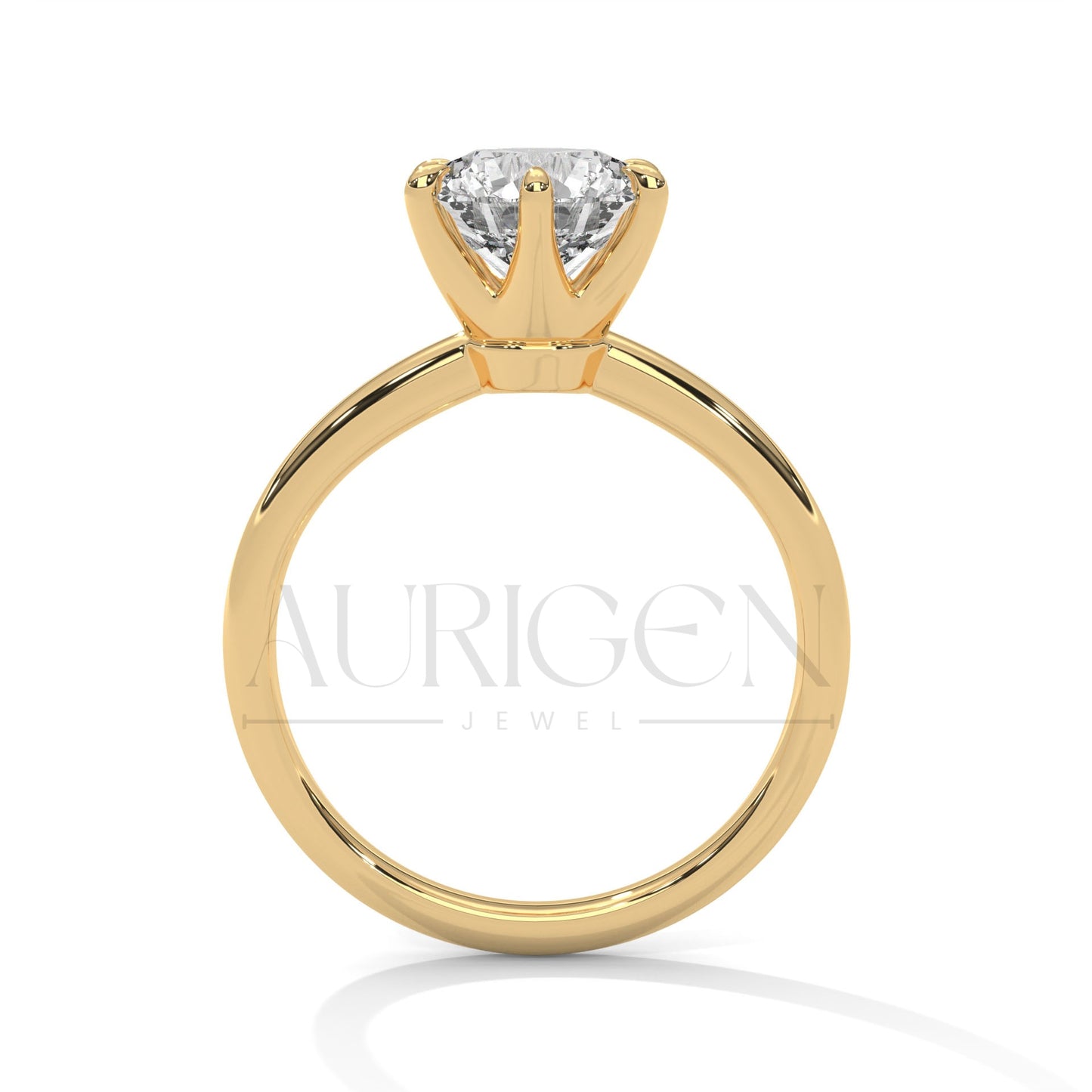 Classic 6-Prong Set 2.00 CT Round Cut Solitaire Engagement Ring in 14K Solid Gold