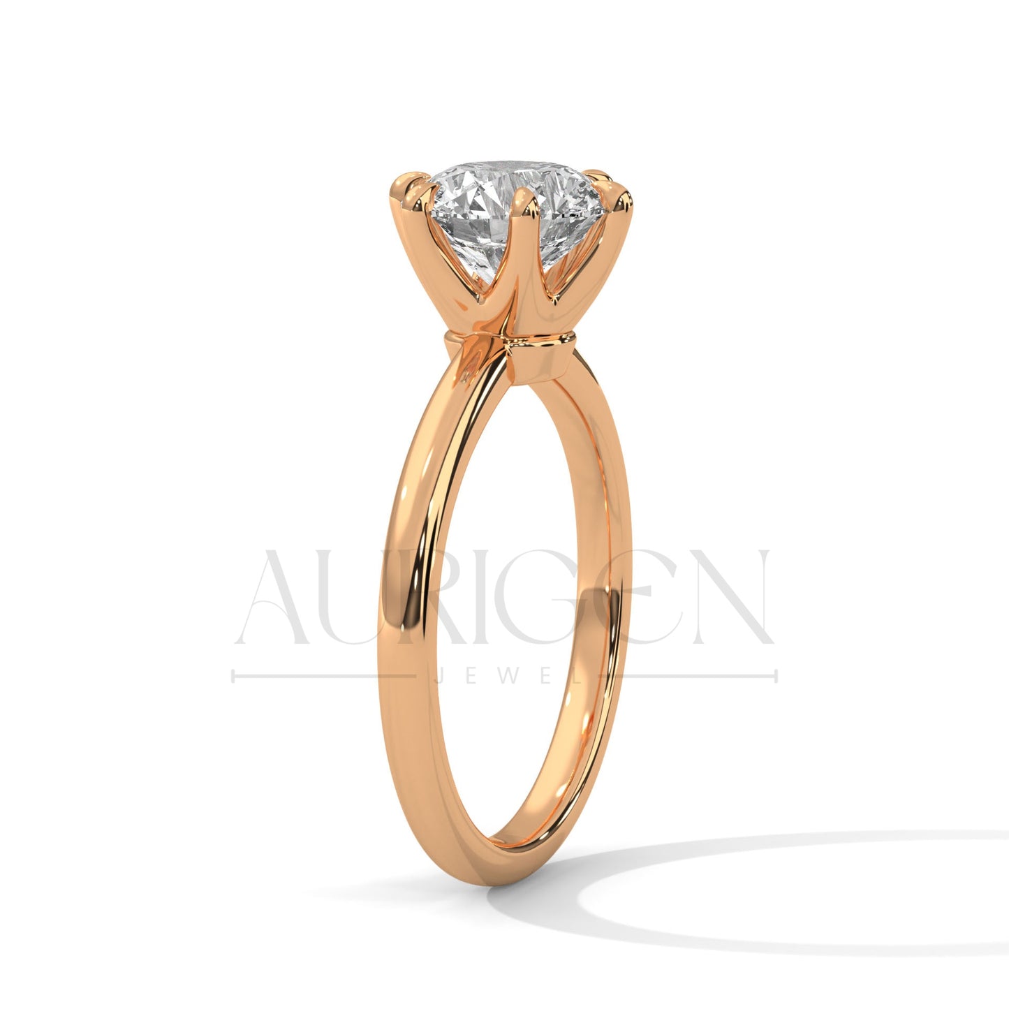 Classic 6-Prong Set 2.00 CT Round Cut Solitaire Engagement Ring in 14K Solid Gold