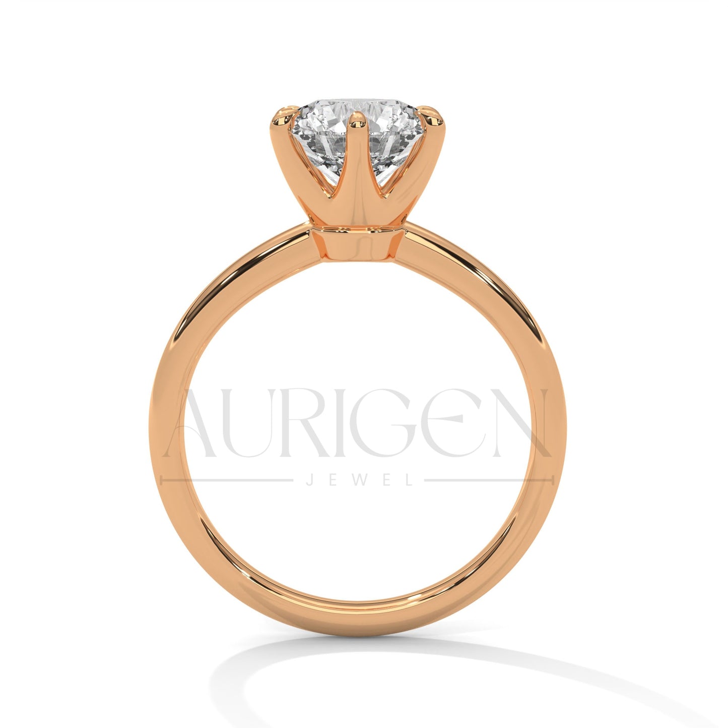 Classic 6-Prong Set 2.00 CT Round Cut Solitaire Engagement Ring in 14K Solid Gold