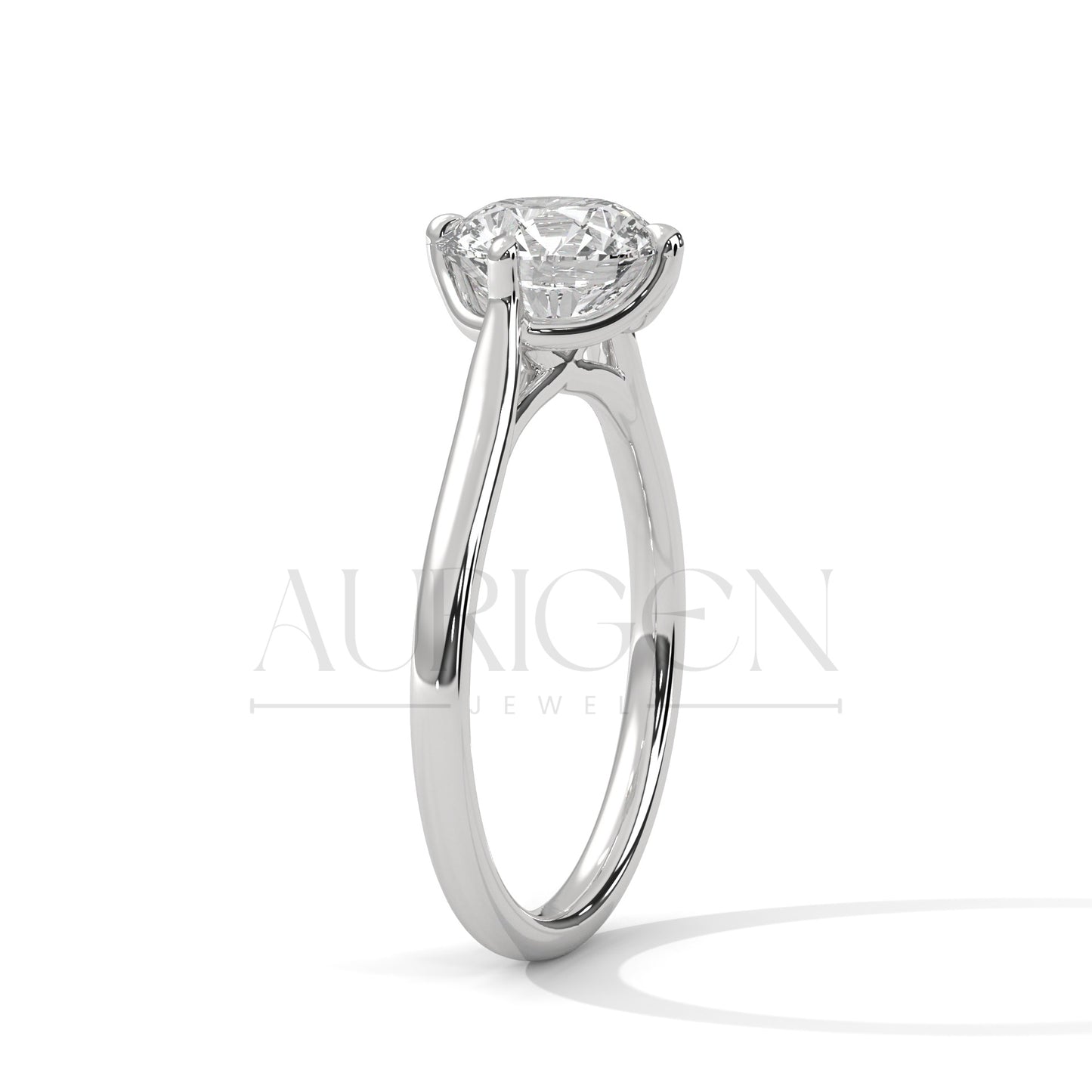 Round Brilliant Cut Solitaire Engagement Ring in 14K Yellow Gold Classic 4 Prong Setting