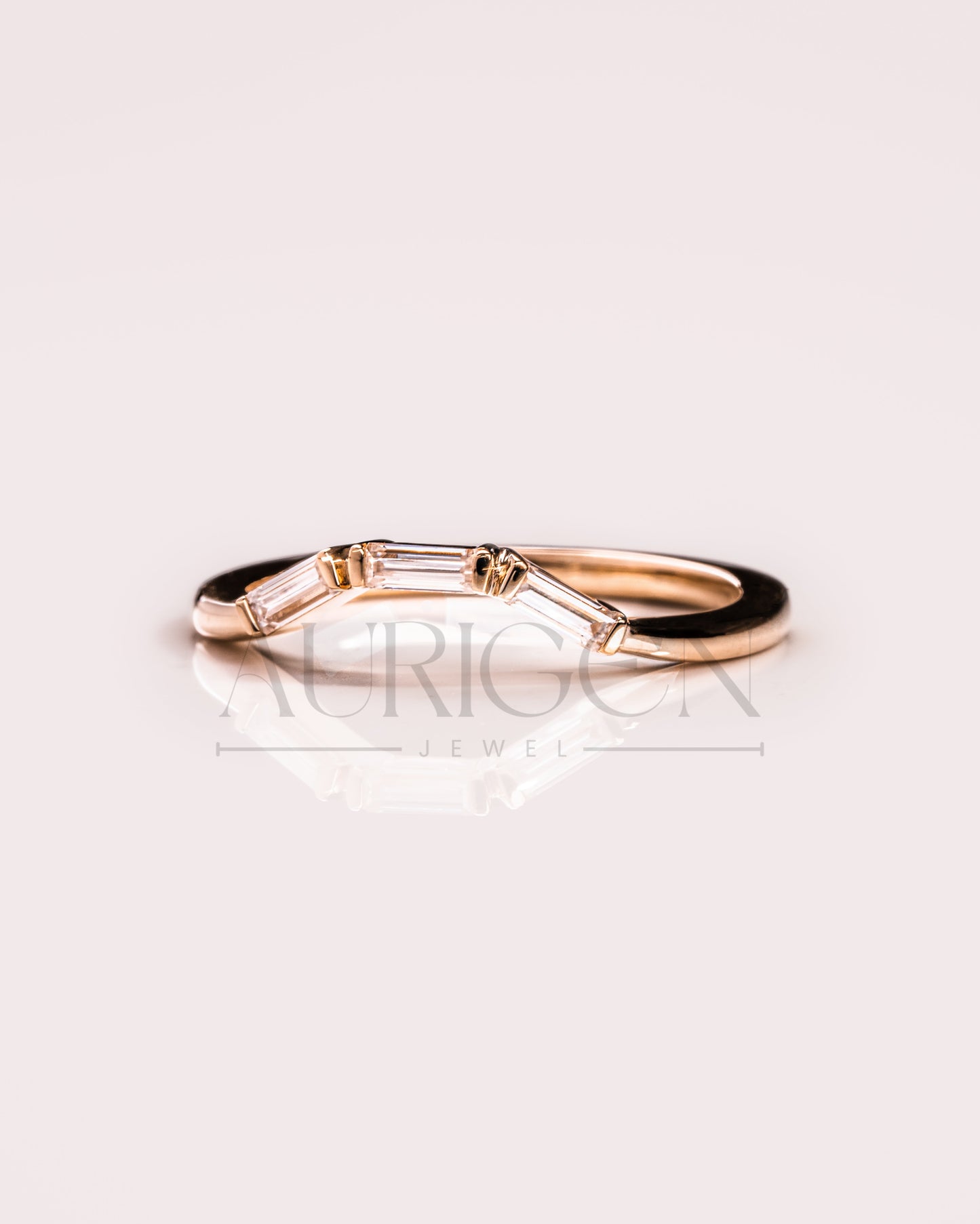Lab Grown and Moissanite Diamond Trendy 14K Solid Gold Baguette Cut Band