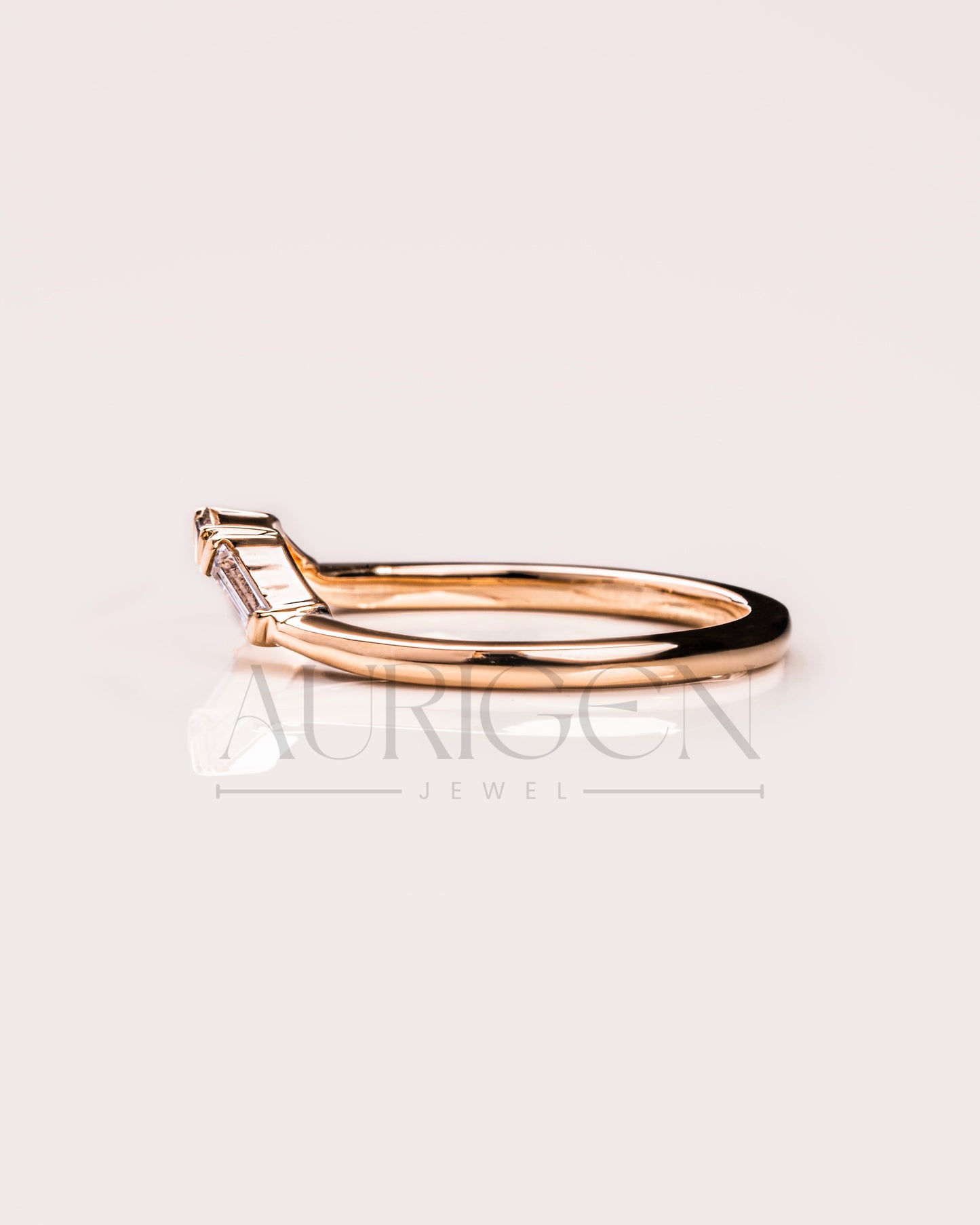 Lab Grown and Moissanite Diamond Trendy 14K Solid Gold Baguette Cut Band