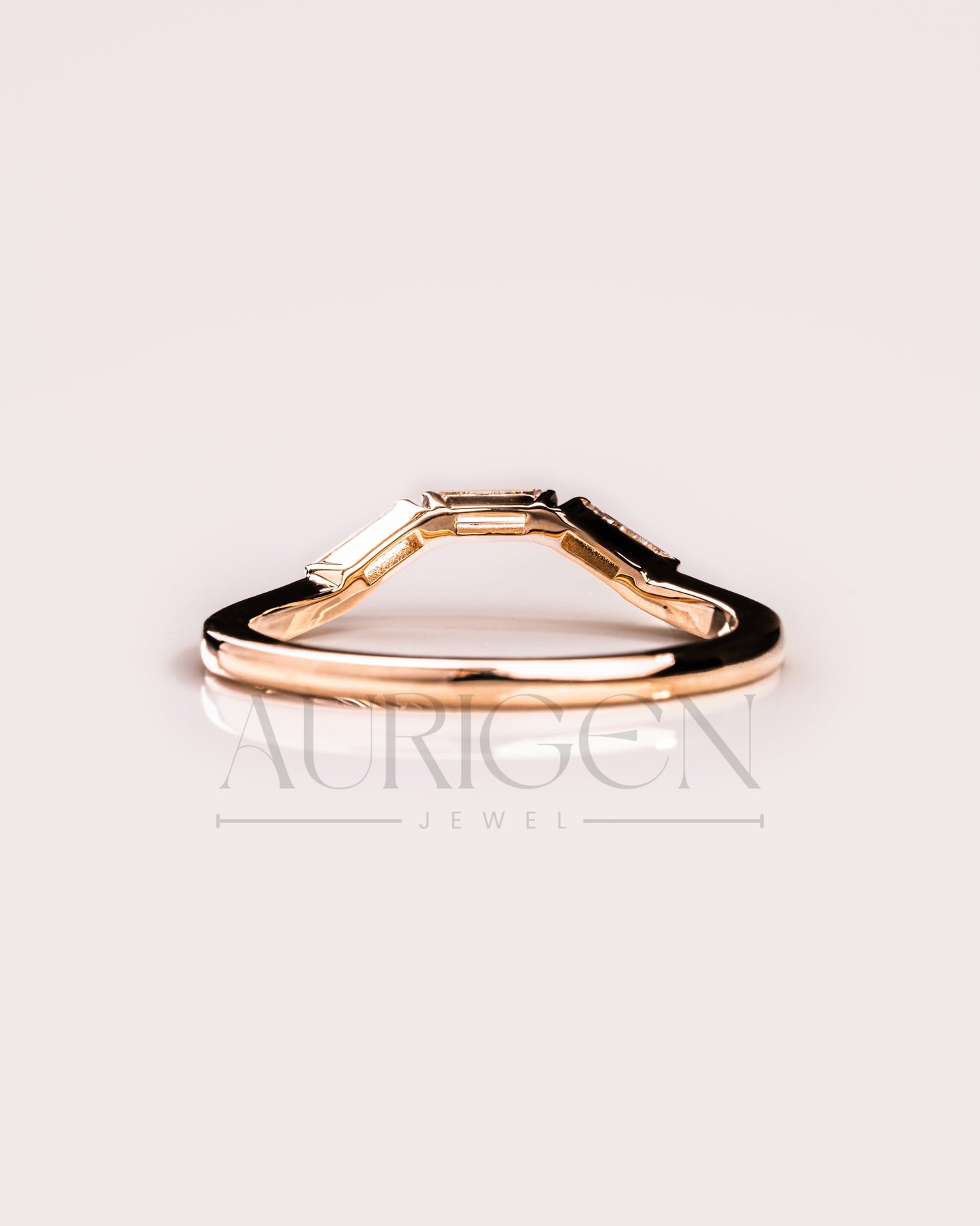 Lab Grown and Moissanite Diamond Trendy 14K Solid Gold Baguette Cut Band
