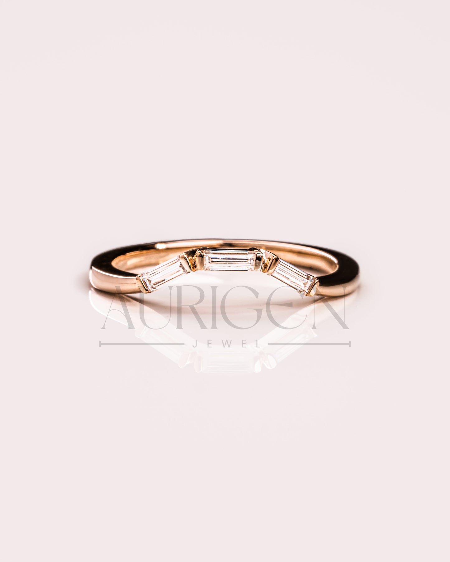 Lab Grown and Moissanite Diamond Trendy 14K Solid Gold Baguette Cut Band