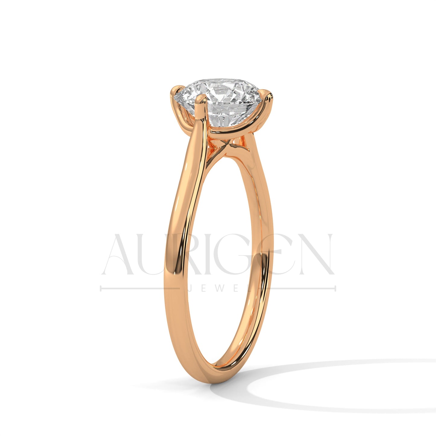 Round Brilliant Cut Solitaire Engagement Ring in 14K Yellow Gold Classic 4 Prong Setting