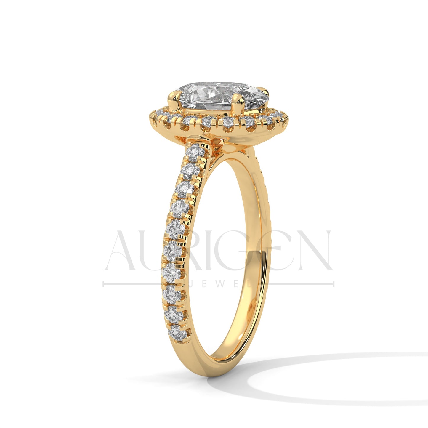 Dazzling 14K Solid Gold Engagement Ring Oval Cut Moissanite Diamond Halo and Pave Setting Ring
