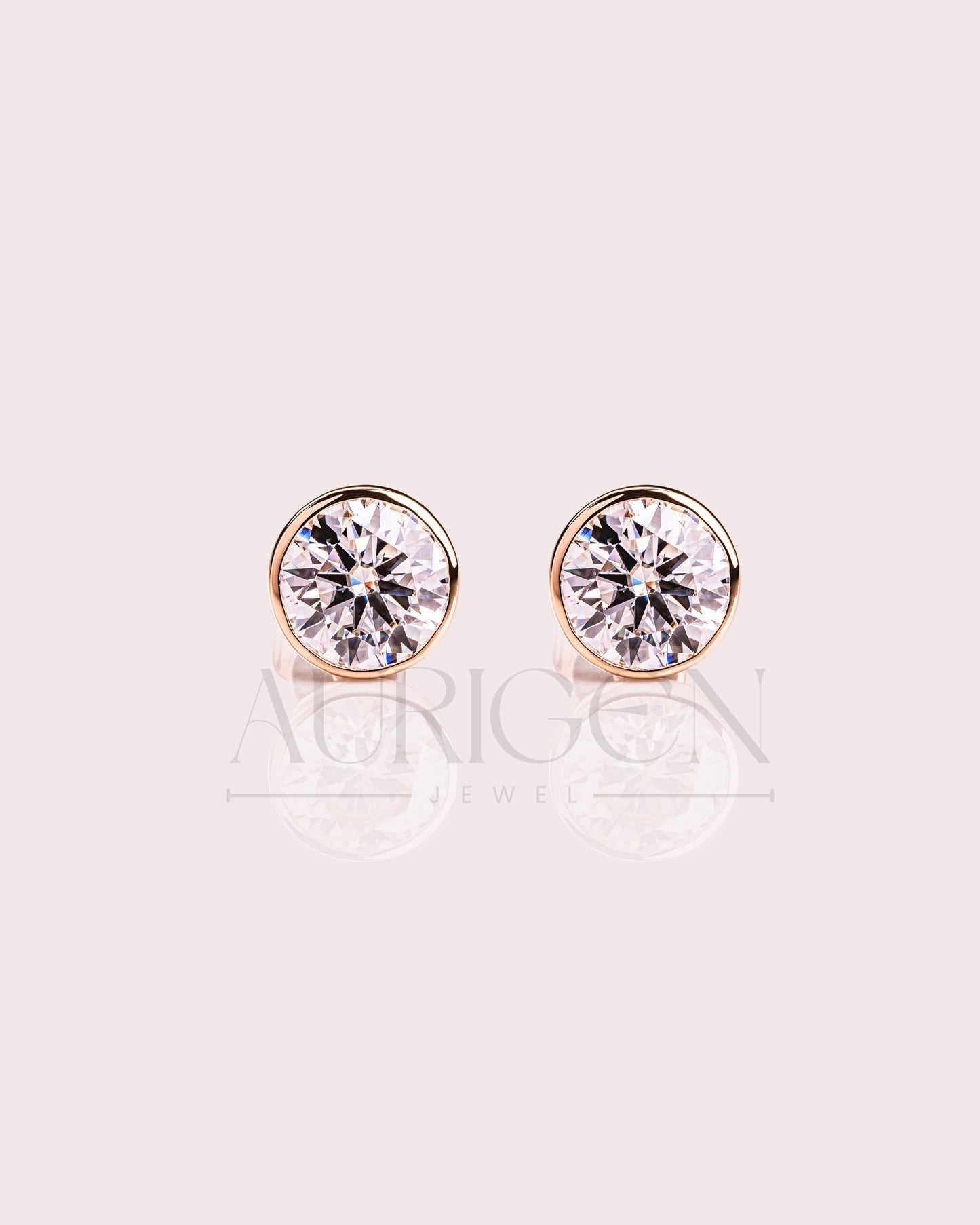 Brilliant Round Cut Bezel Setting Moissanite and Lab Grown Diamond Earrings