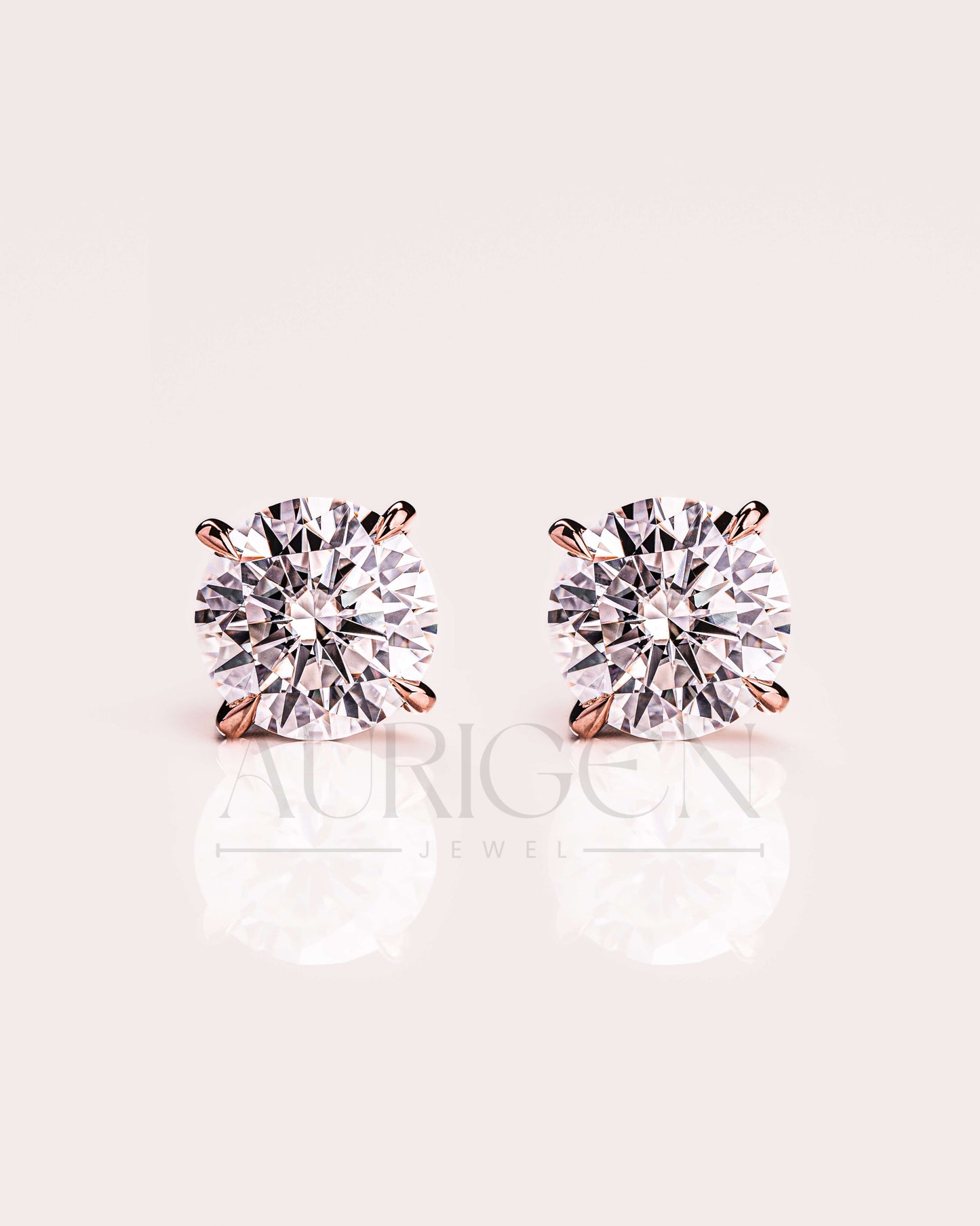 Stunning Round Cut Moissanite and Lab Grown Diamond Stud Earrings