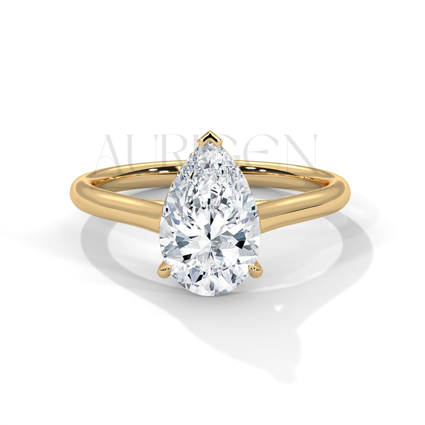 2 Ct Solitaire Pear Shaped Diamond Ring in Classic 14K Solid Gold