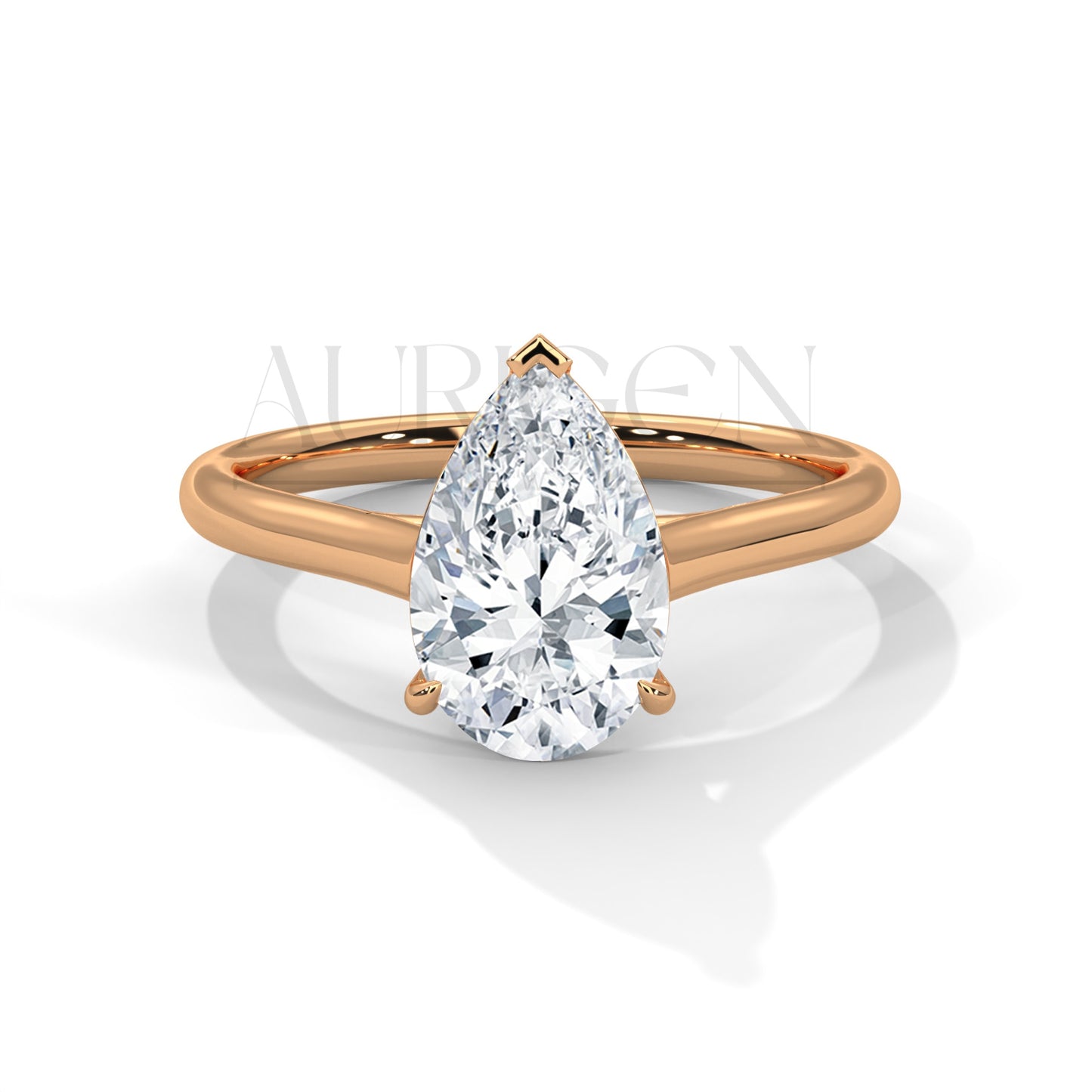 2 Ct Solitaire Pear Shaped Diamond Ring in Classic 14K Solid Gold