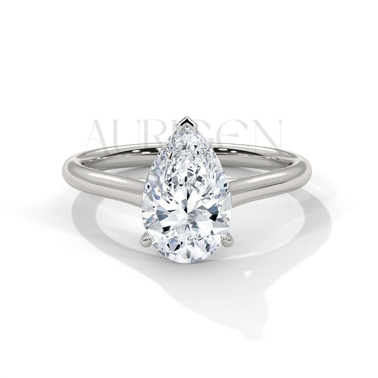 2 Ct Solitaire Pear Shaped Diamond Ring in Classic 14K Solid Gold