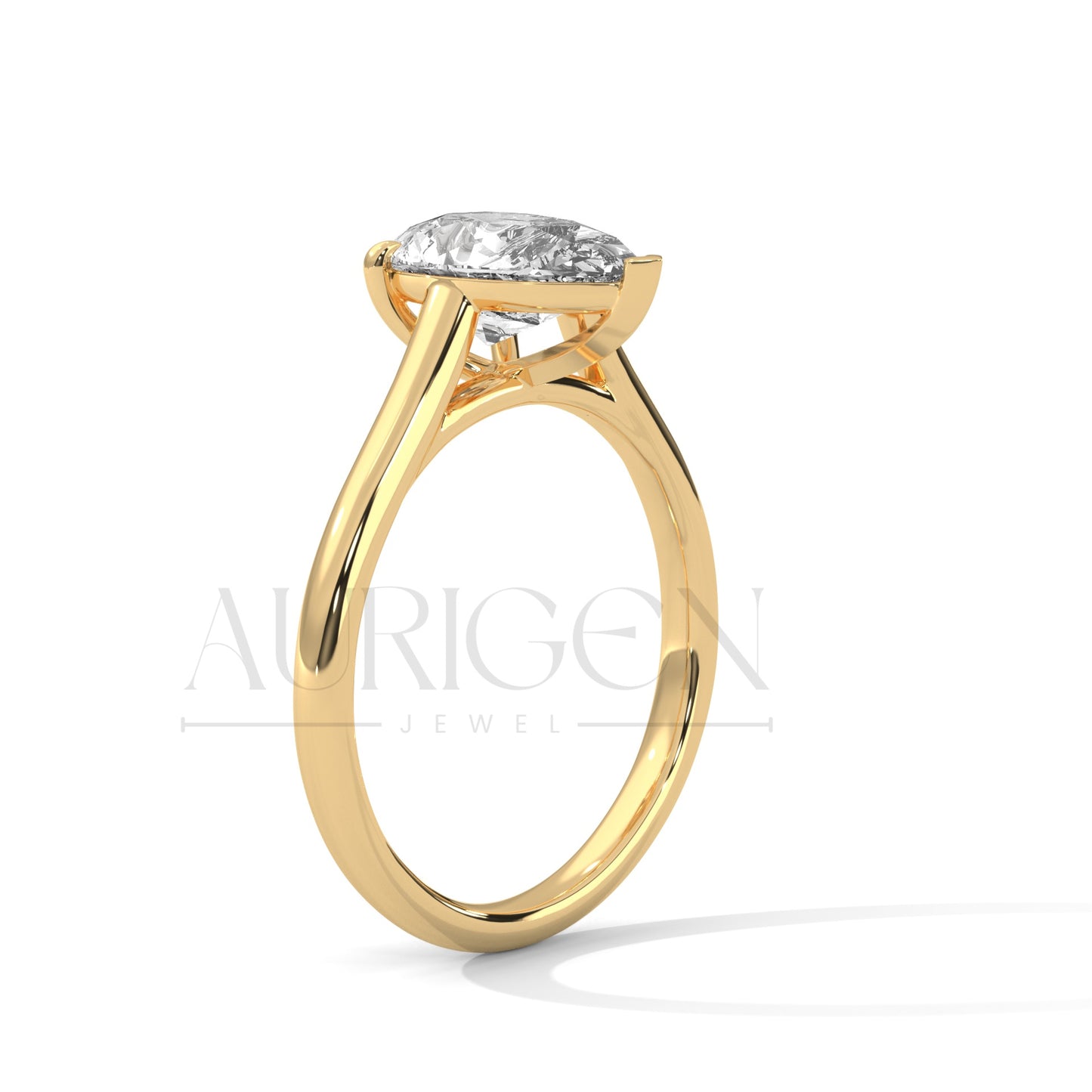 2 Ct Solitaire Pear Shaped Diamond Ring in Classic 14K Solid Gold