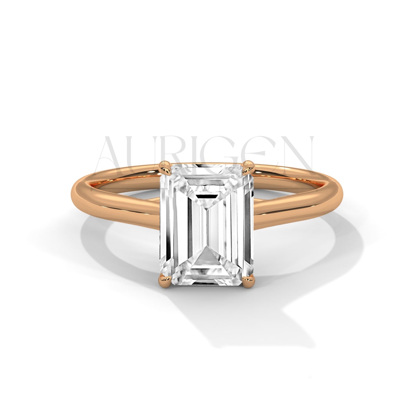 2 Ct Emerald Cut Solitaire Diamond Engagement Ring in 14K Solid Gold