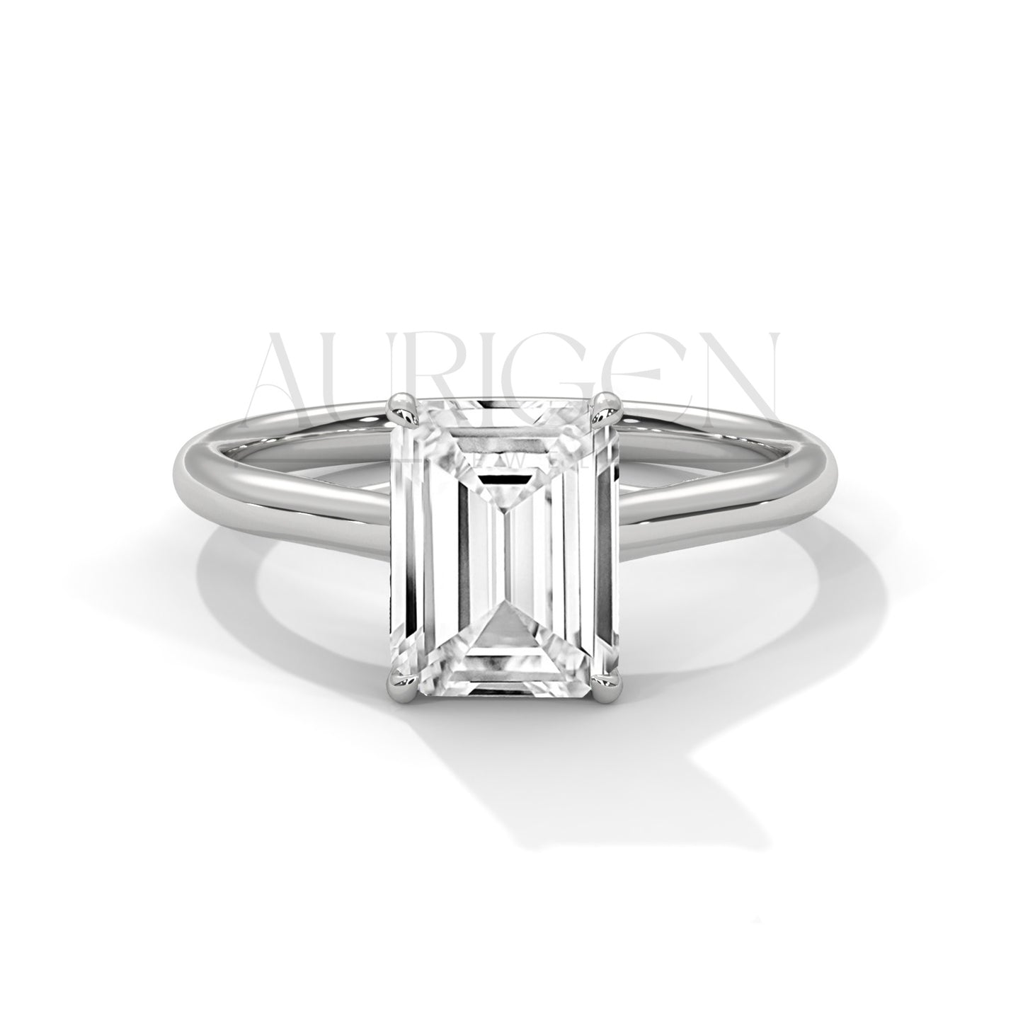 2 Ct Emerald Cut Solitaire Diamond Engagement Ring in 14K Solid Gold