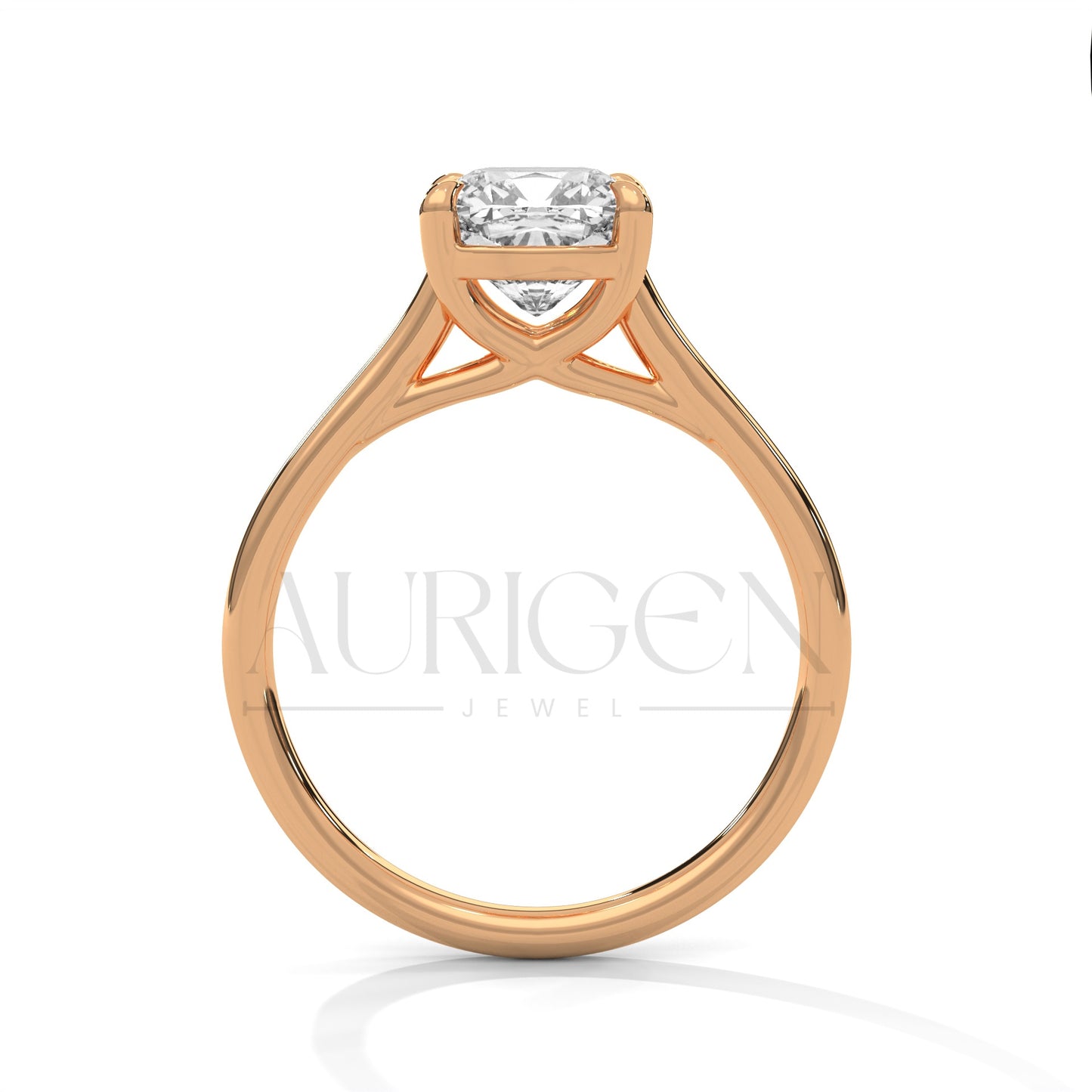 Cushion Cut Solitaire Engagement Ring in Classic 14K Solid Gold