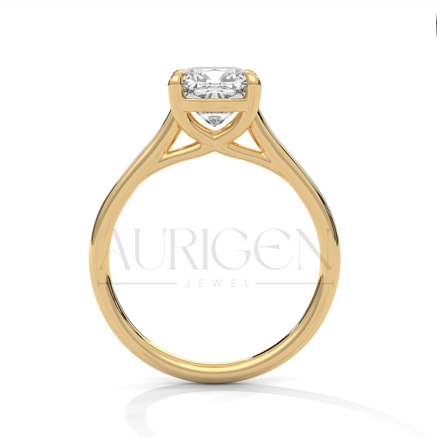 Cushion Cut Solitaire Engagement Ring in Classic 14K Solid Gold