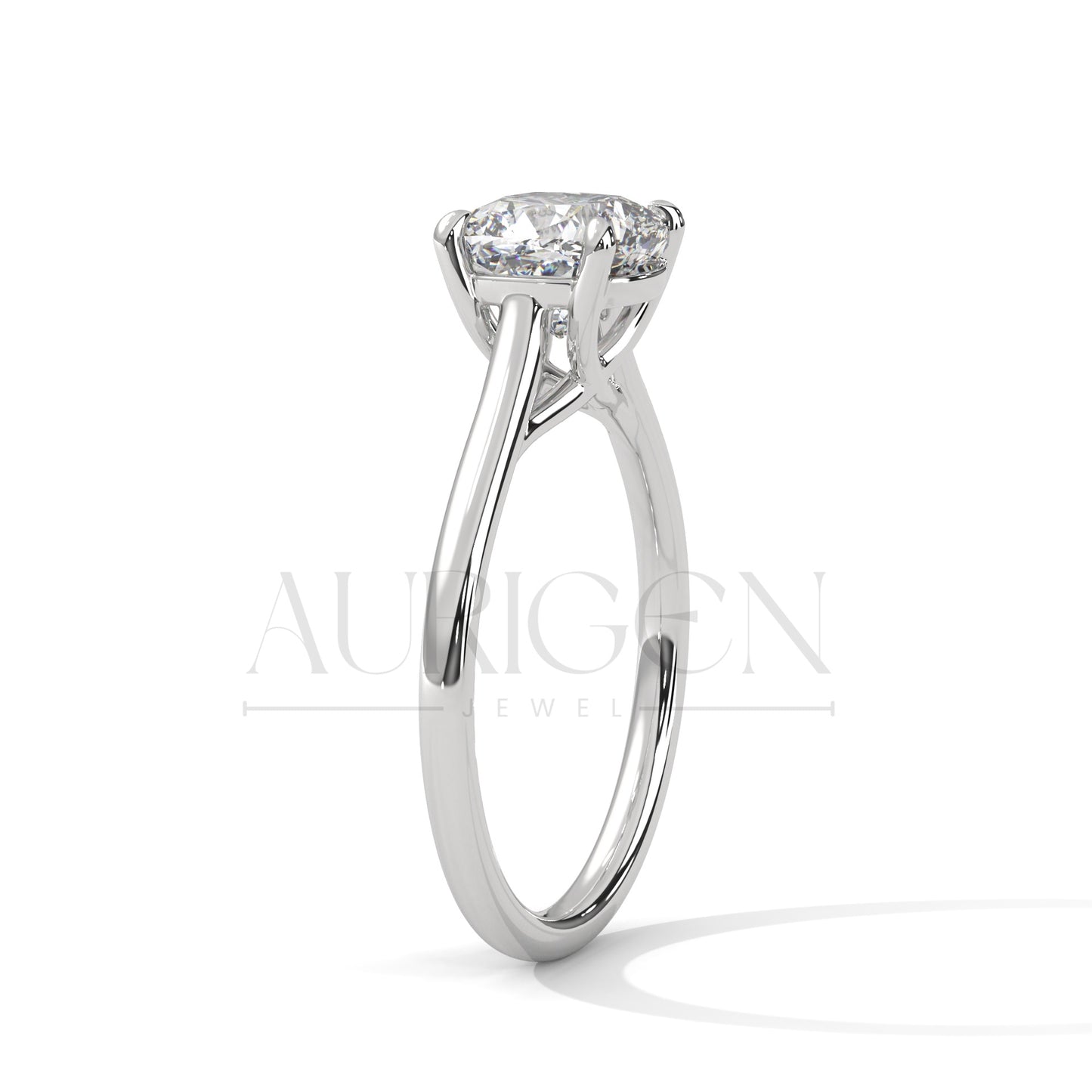 Cushion Cut Solitaire Engagement Ring in Classic 14K Solid Gold