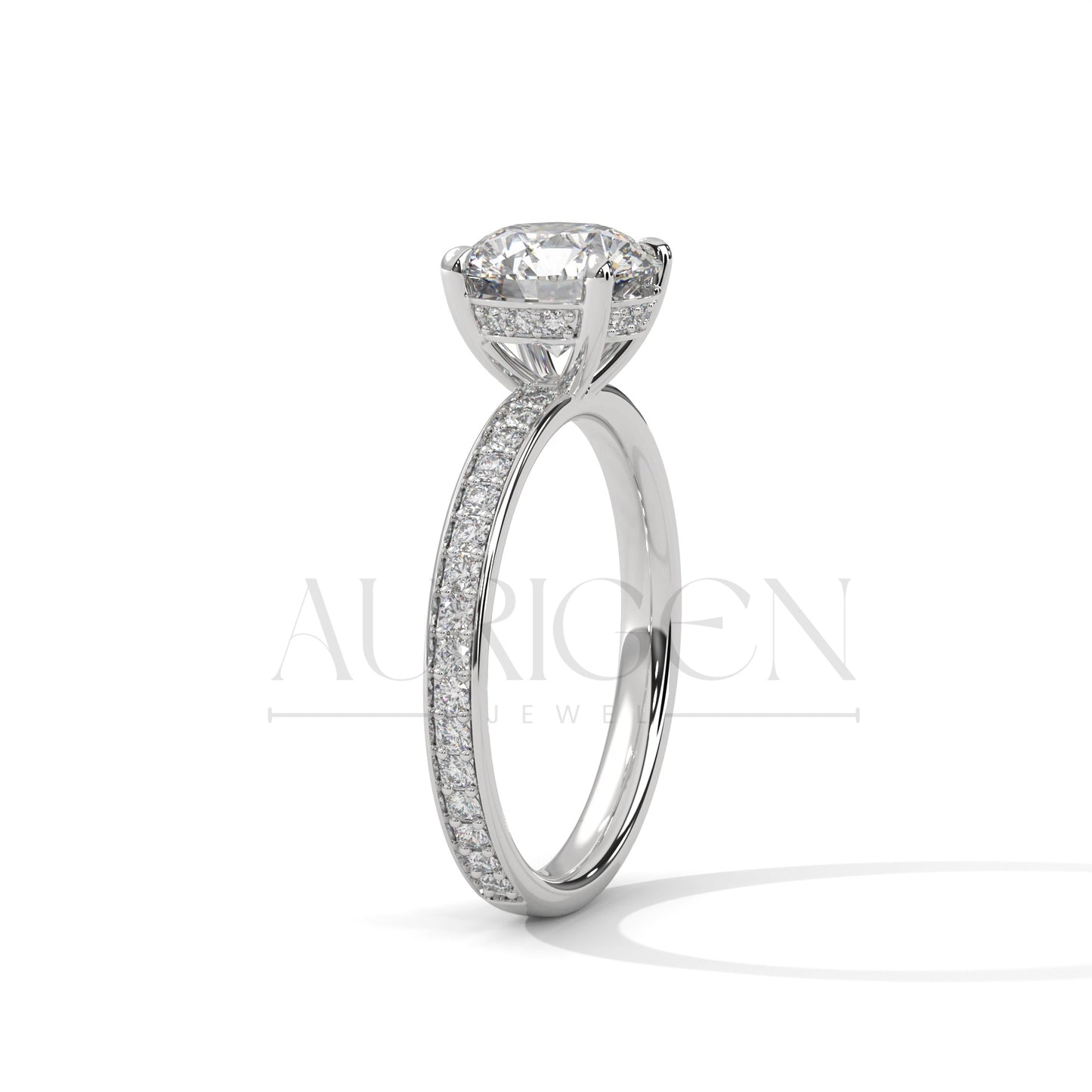 Classic 2.0 CT Round Cut Diamond Ring – 14K Solid Gold with Pave Accents