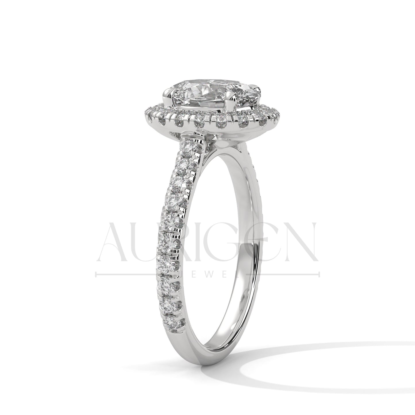 Dazzling 14K Solid Gold Engagement Ring Oval Cut Moissanite Diamond Halo and Pave Setting Ring