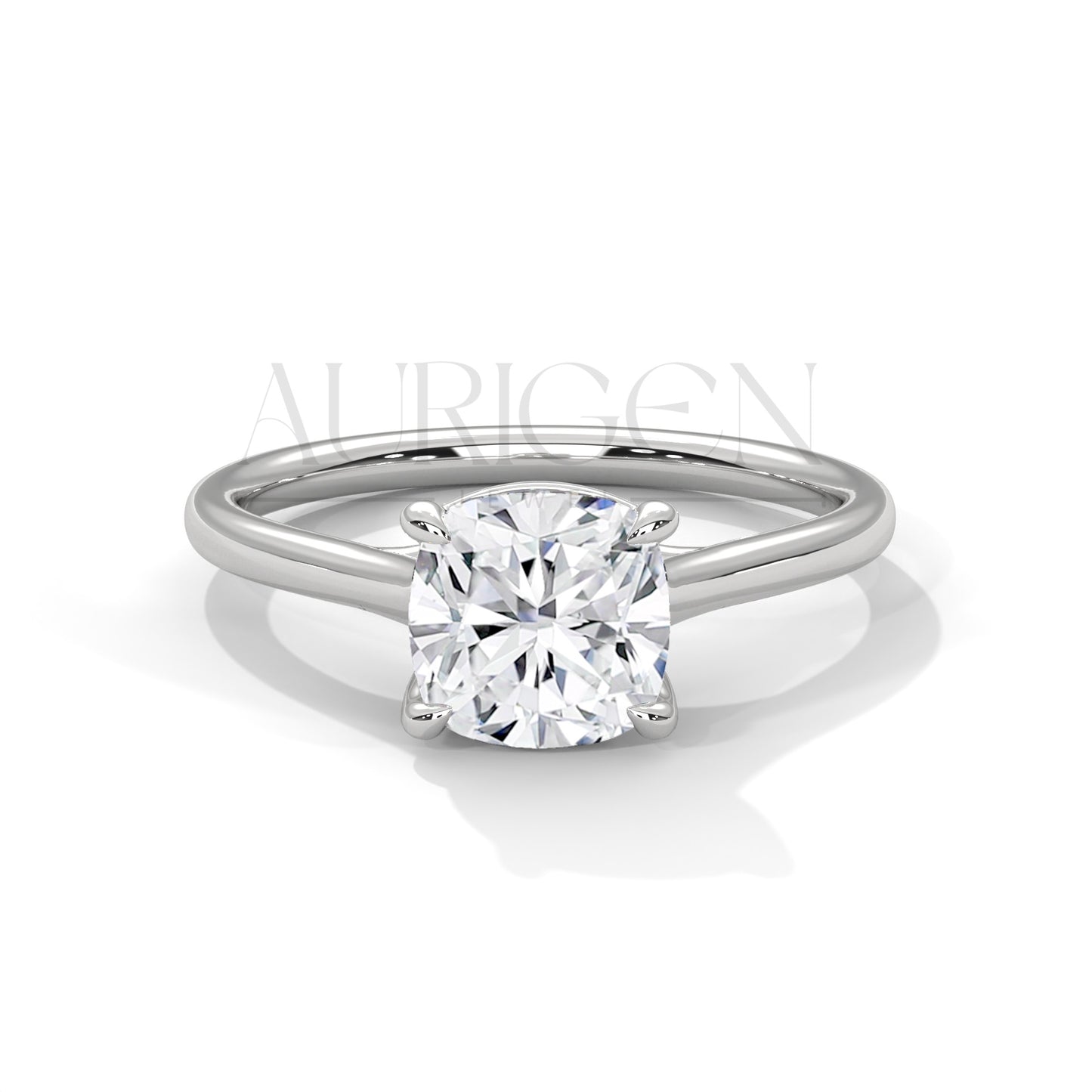 Cushion Cut Solitaire Engagement Ring in Classic 14K Solid Gold