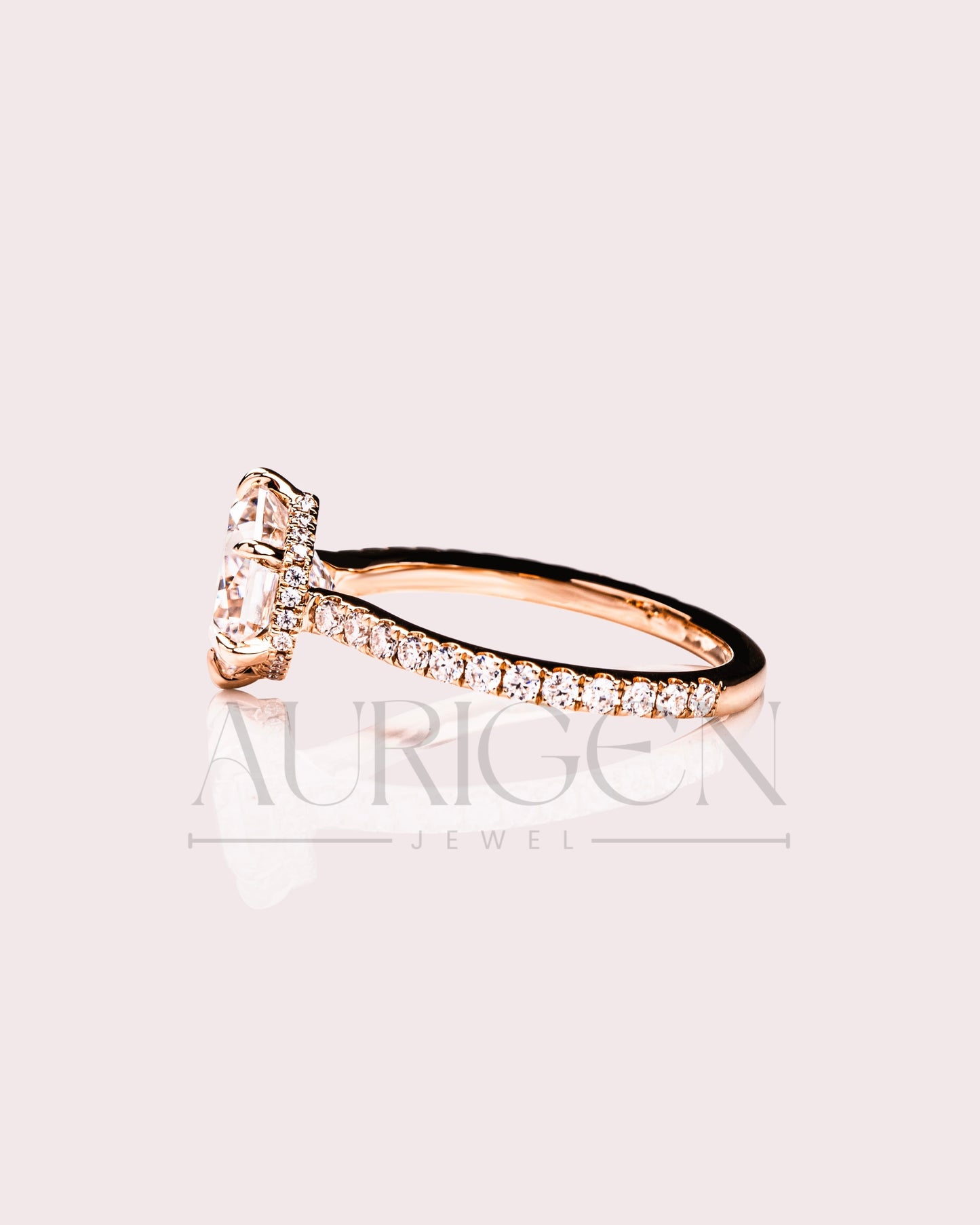 Stunning Hexagon Cut Moissanite and Lab Grown Diamond Engagement Ring in Solid Gold