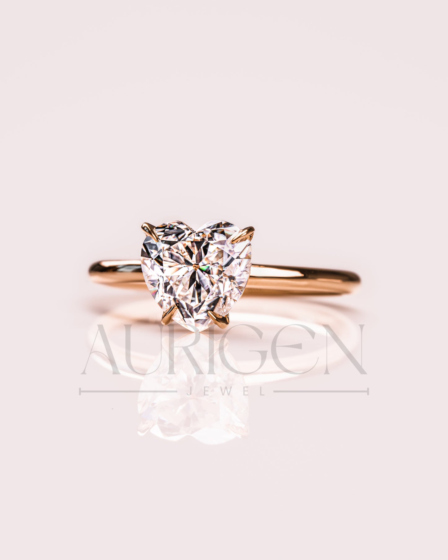 Solitaire Heart Cut Moissanite and Lab Grown Diamond Engagement Ring
