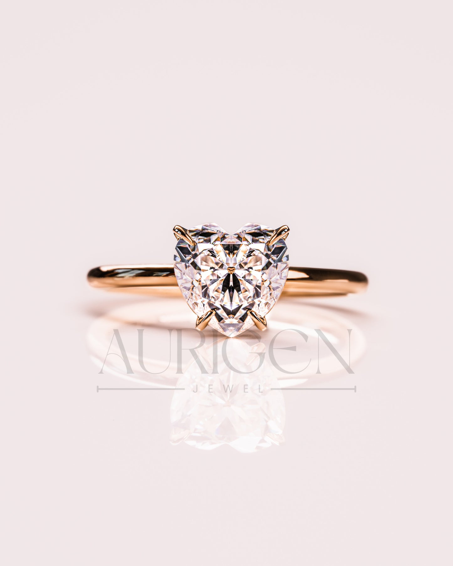 Solitaire Heart Cut Moissanite and Lab Grown Diamond Engagement Ring