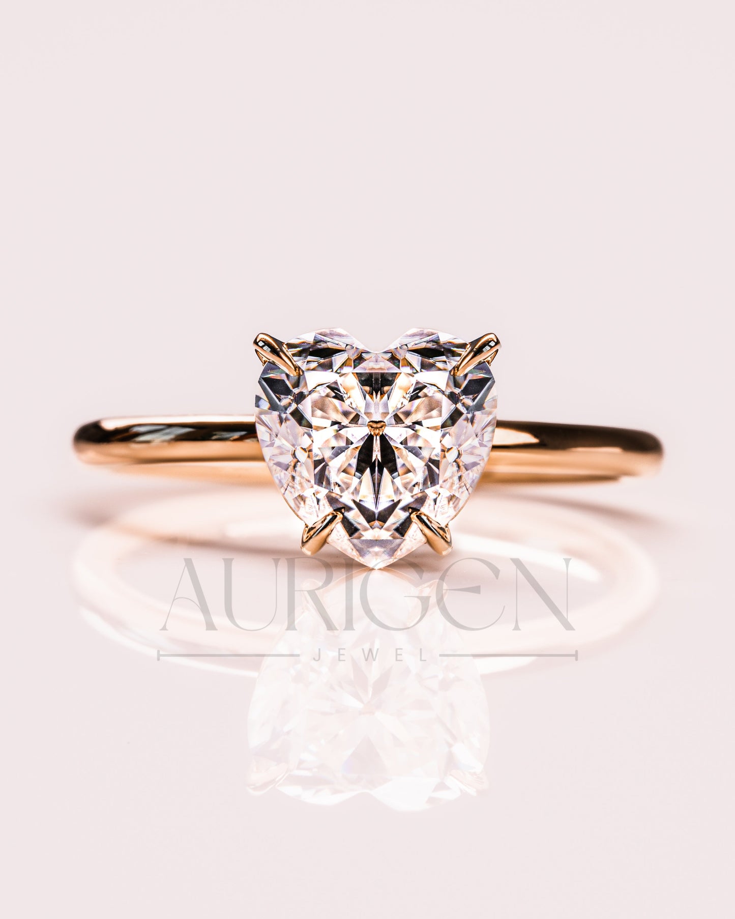 Solitaire Heart Cut Moissanite and Lab Grown Diamond Engagement Ring
