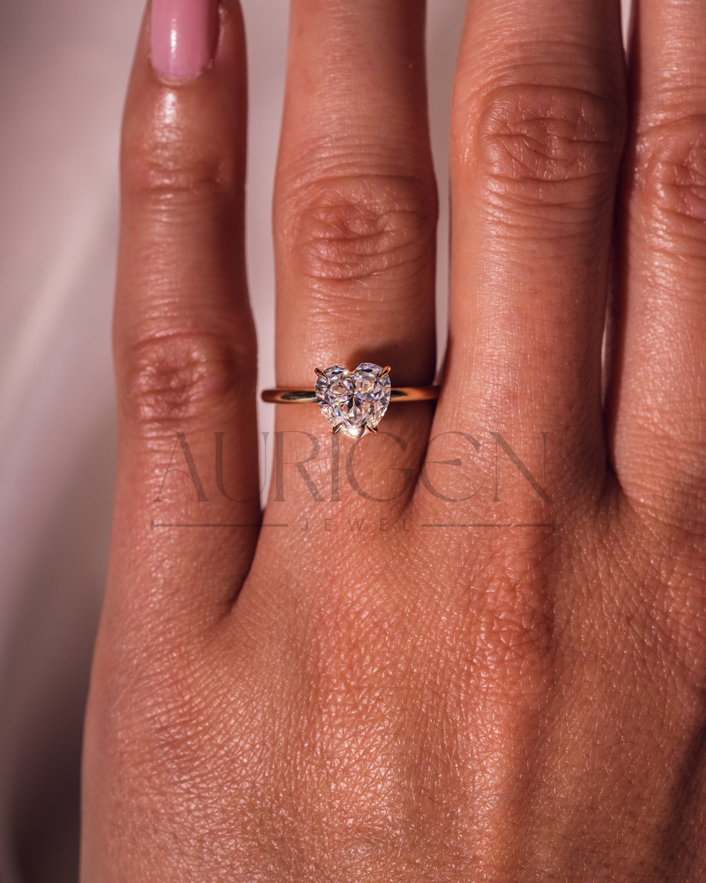 Solitaire Heart Cut Moissanite and Lab Grown Diamond Engagement Ring